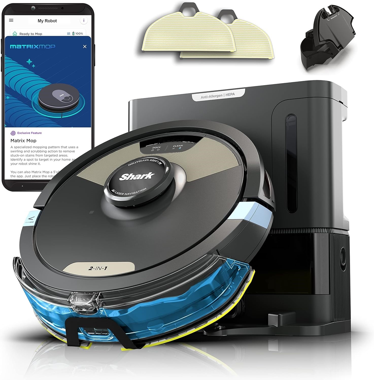 Shark AV2610WA Robot Robotic Vacuum & Mop Combo Matrix Plus Carpet & Tile