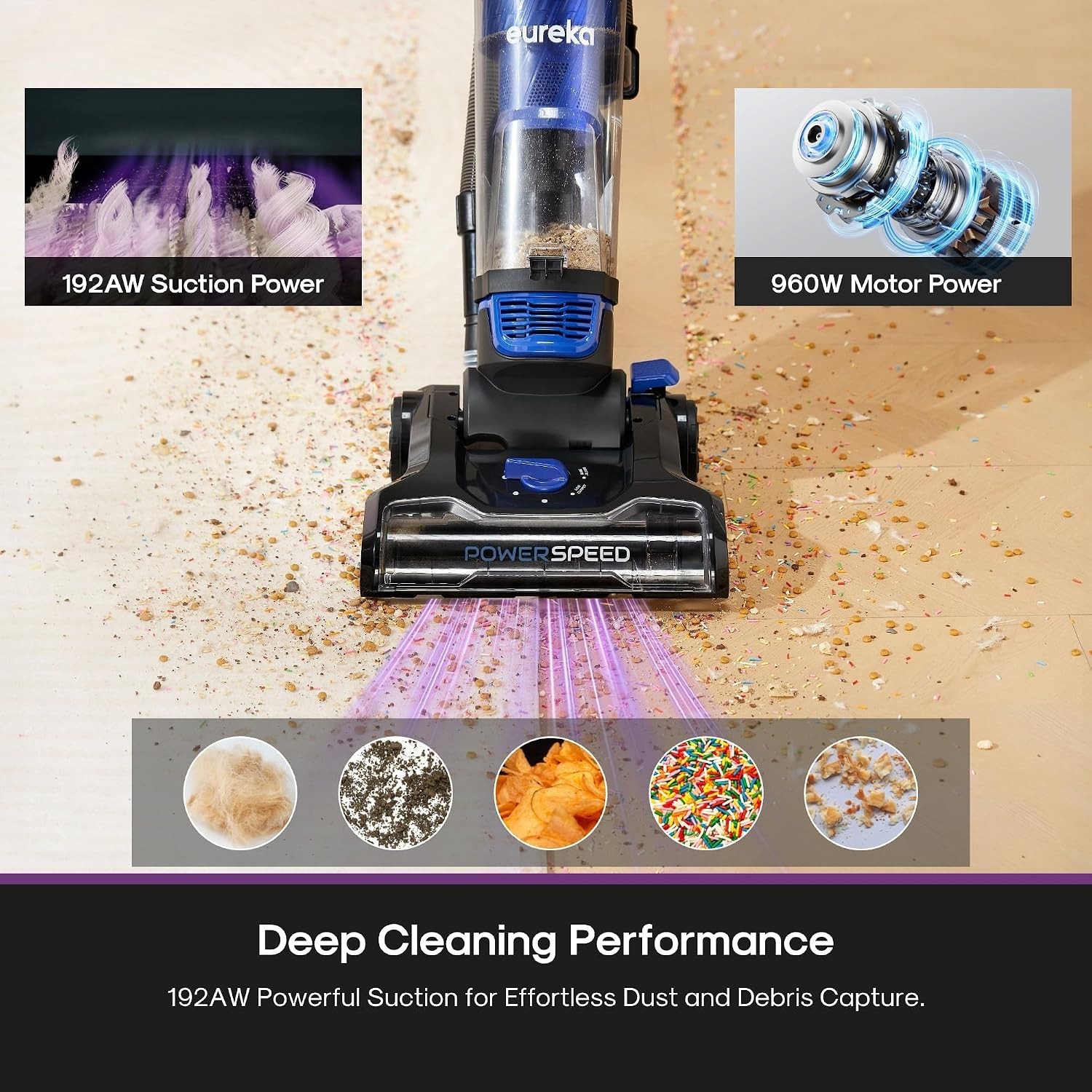 Lightweight Powerful Upright Vacuum Cleaner for Carpet and Hard Floor, PowerS…