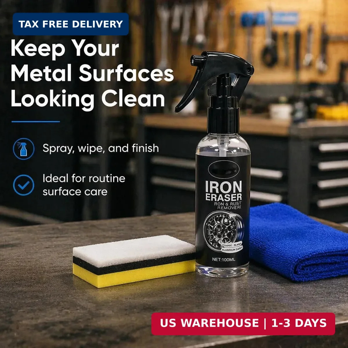 Iron Eraser Rust Remover Spray for Car Wheels & Paint, 100ML Rust And Brake Dust