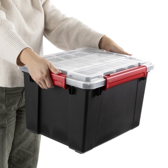 Sterilite 8.5 Gallon Small Gasket Tote, IP68 WaterProof Plastic Storage Bin