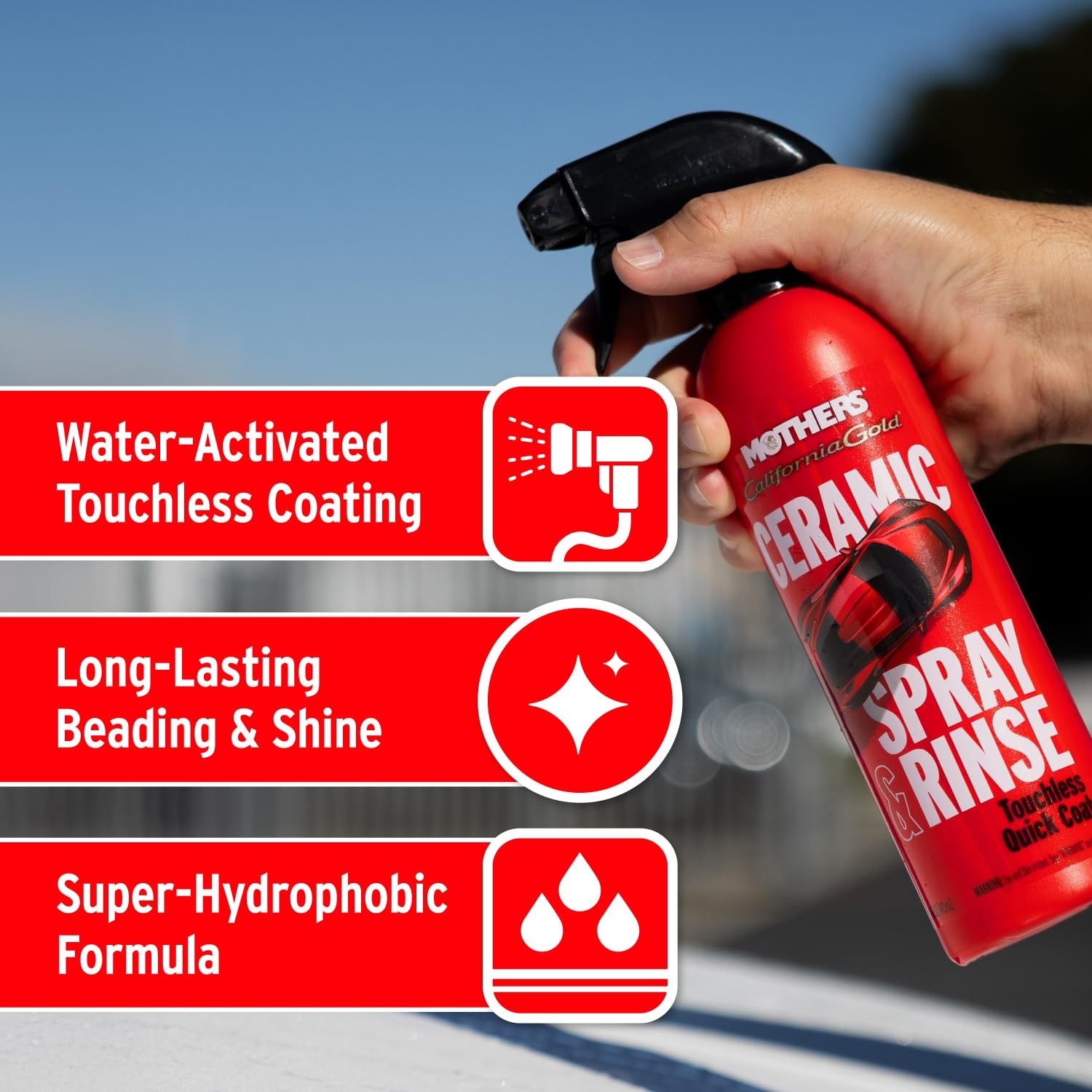 California Gold Ceramic Spray & Rinse Wax, 16 oz. – Water-Activated Touchless…