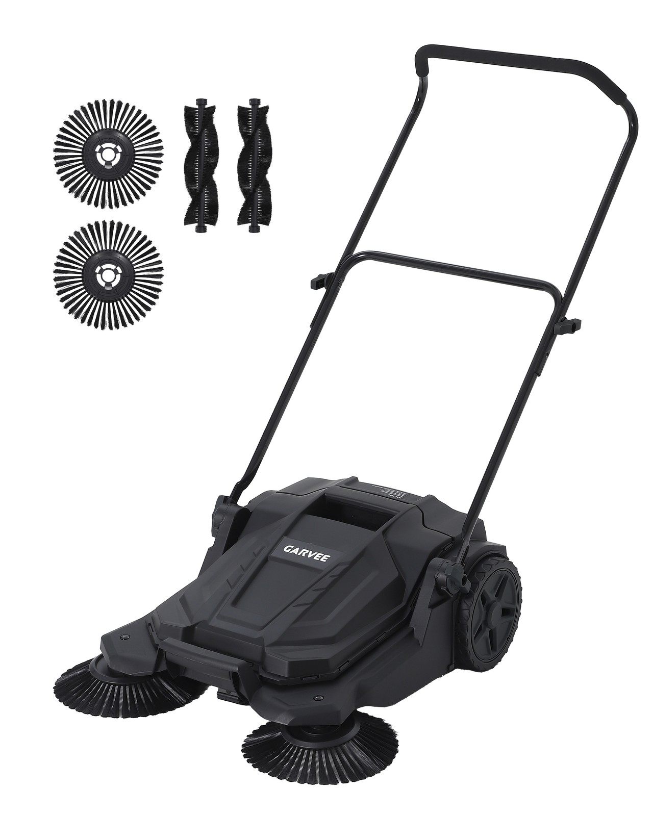 25.6″ Manual Push Sweeper, Heavy Duty Walk Behind Outdoor Yard Floor Sweeper