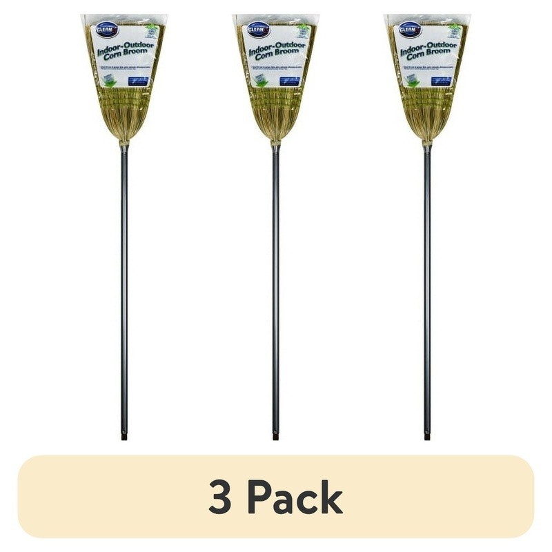 Natural Fiber Corn Broom Set Indoor Outdoor Cleaning Heavy Duty 3 Pack