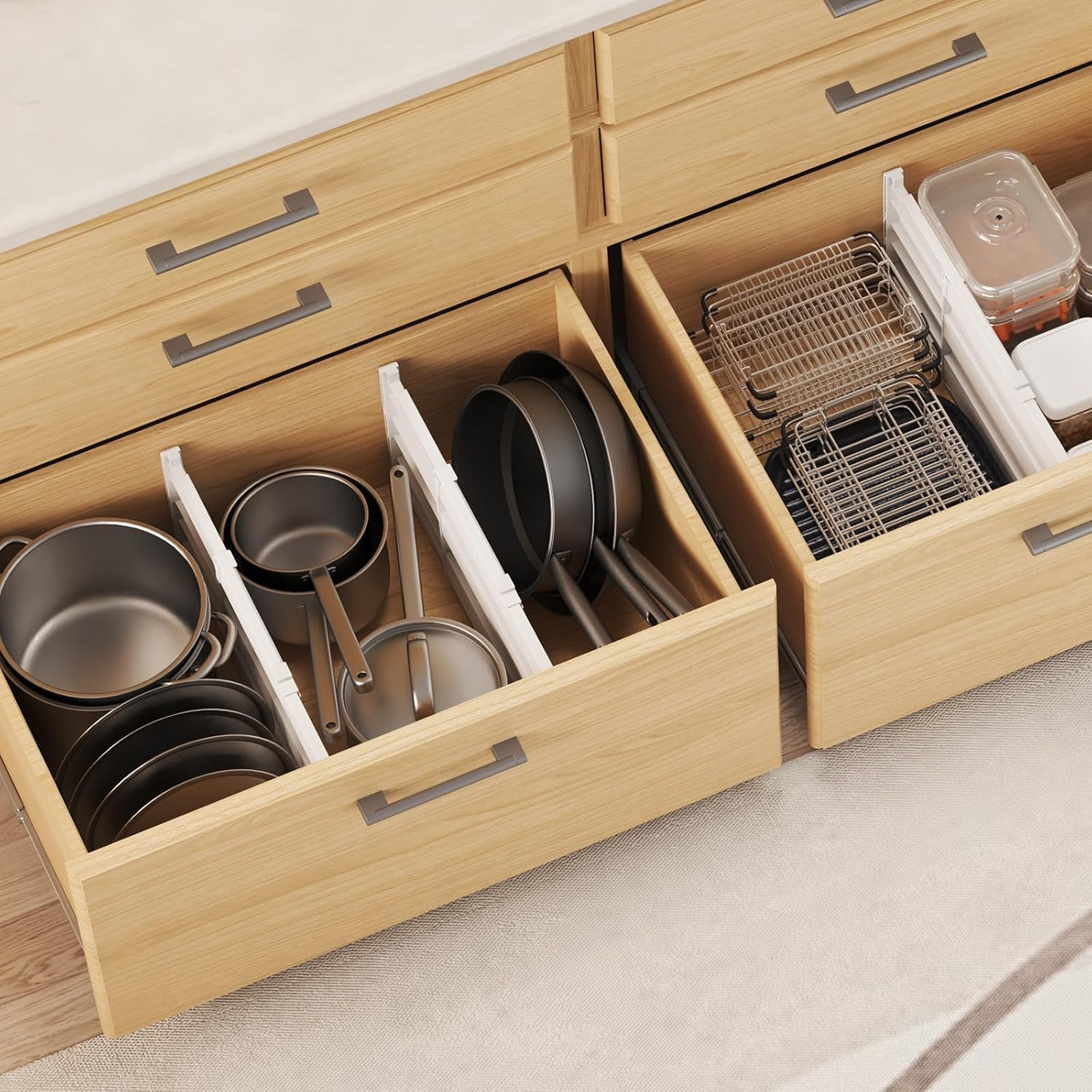 8″ Tall Drawer Dividers, Adjustable Deep Drawer Organizer Clothes | 4 Pack 13.8″