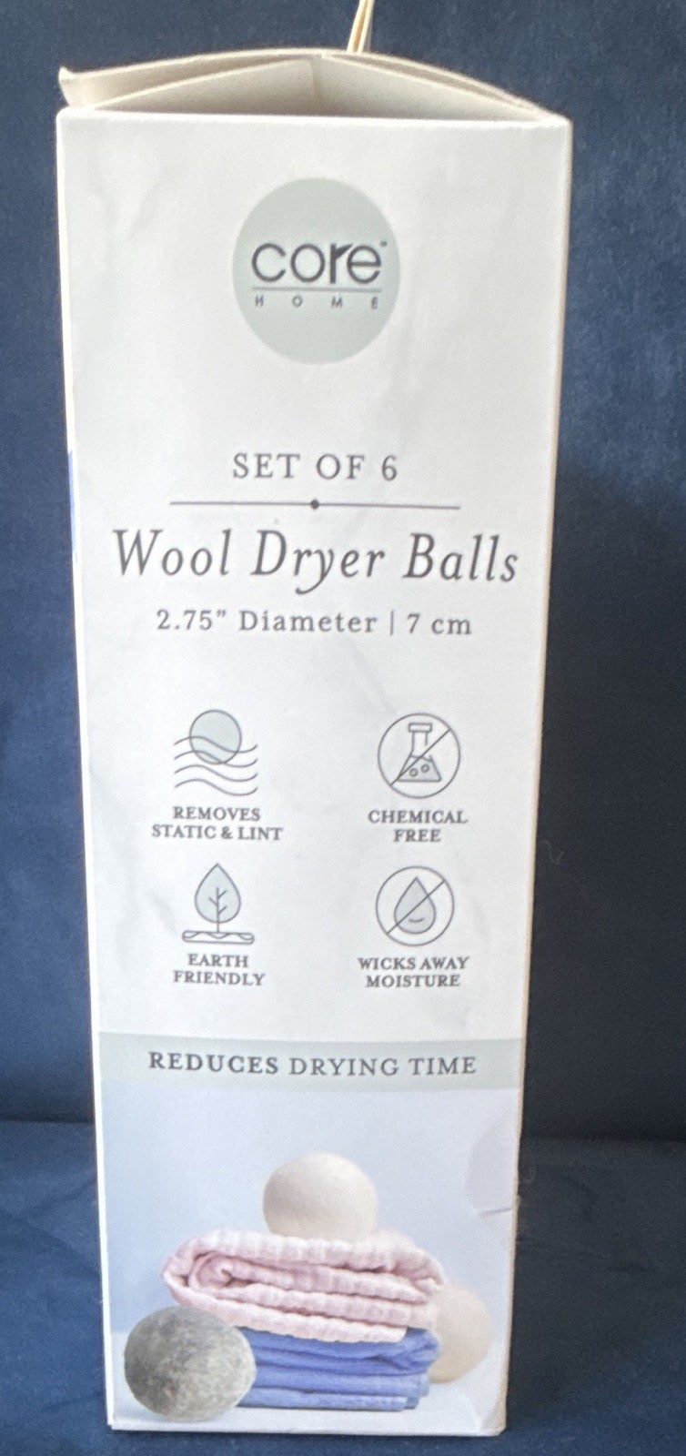Core Home Wool Dryer Balls Laundry Balls Set of 6 2.75″ White/Gray Scent Free