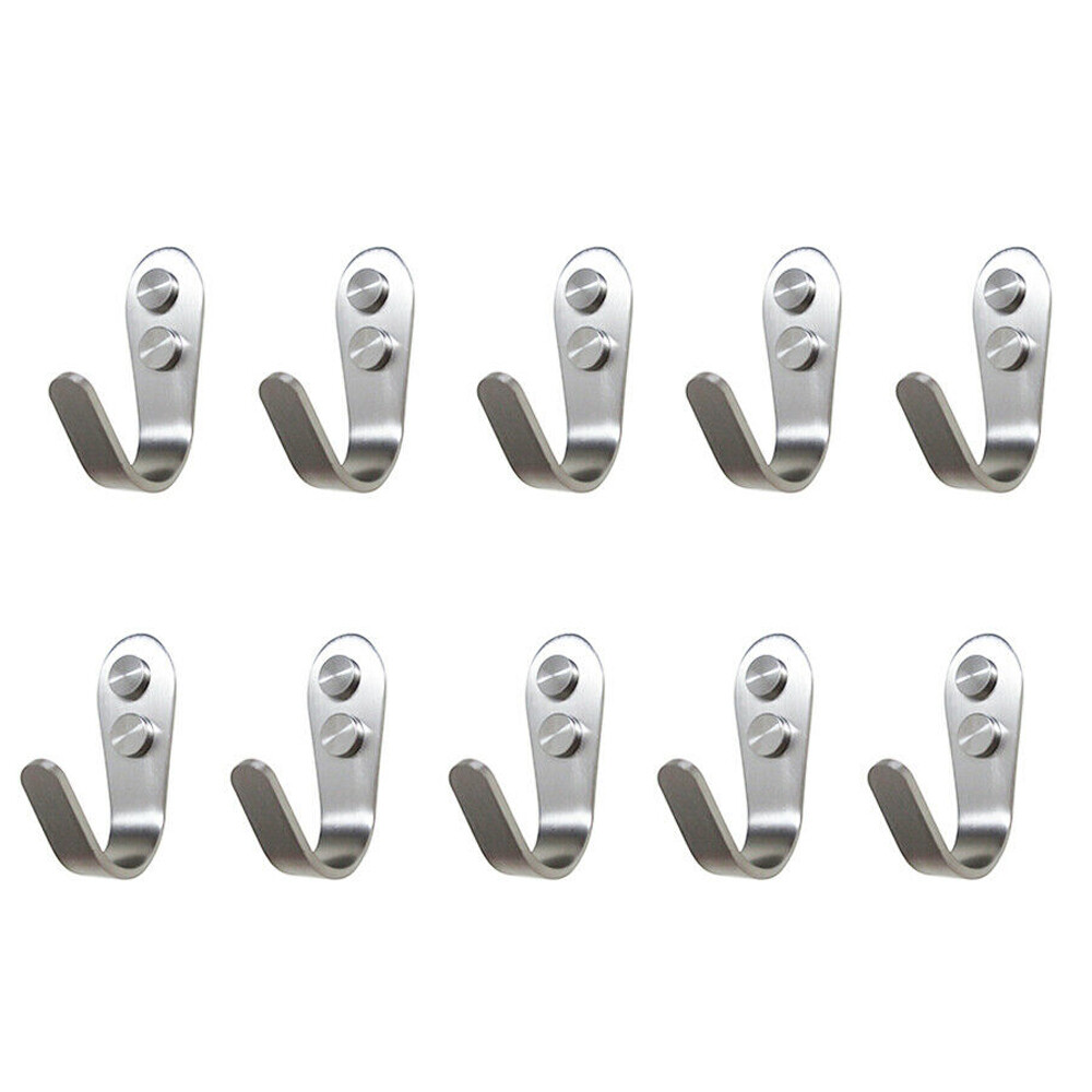 10Pcs Hanging Metal Single Wall Mounted Hooks Stainless Steel Robe Coat Hangers