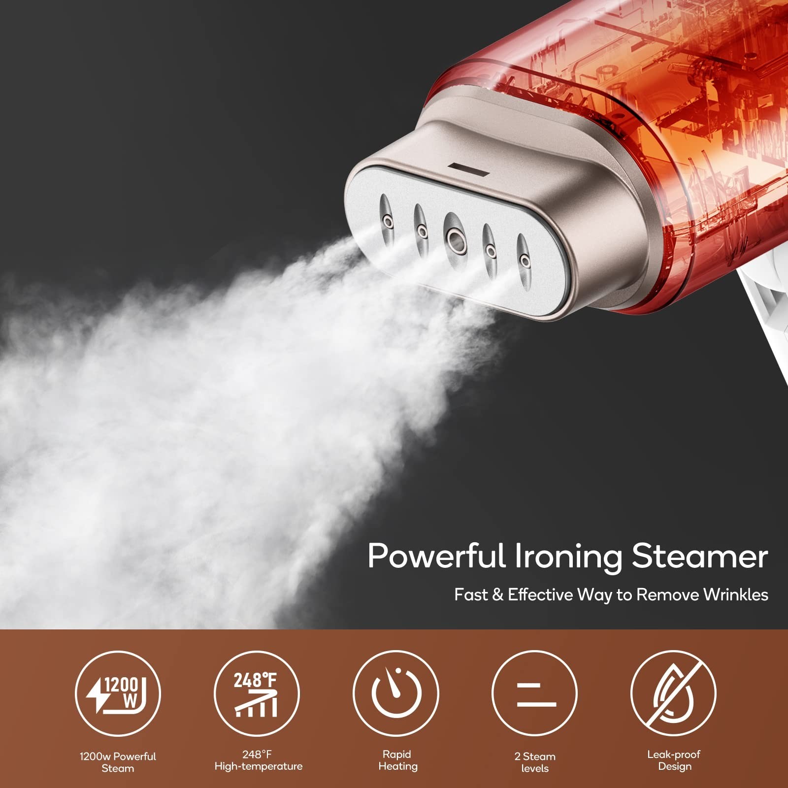 Newbealer Steamer for Clothes, 1200W Travel Steamer with Horizontal & Vertical