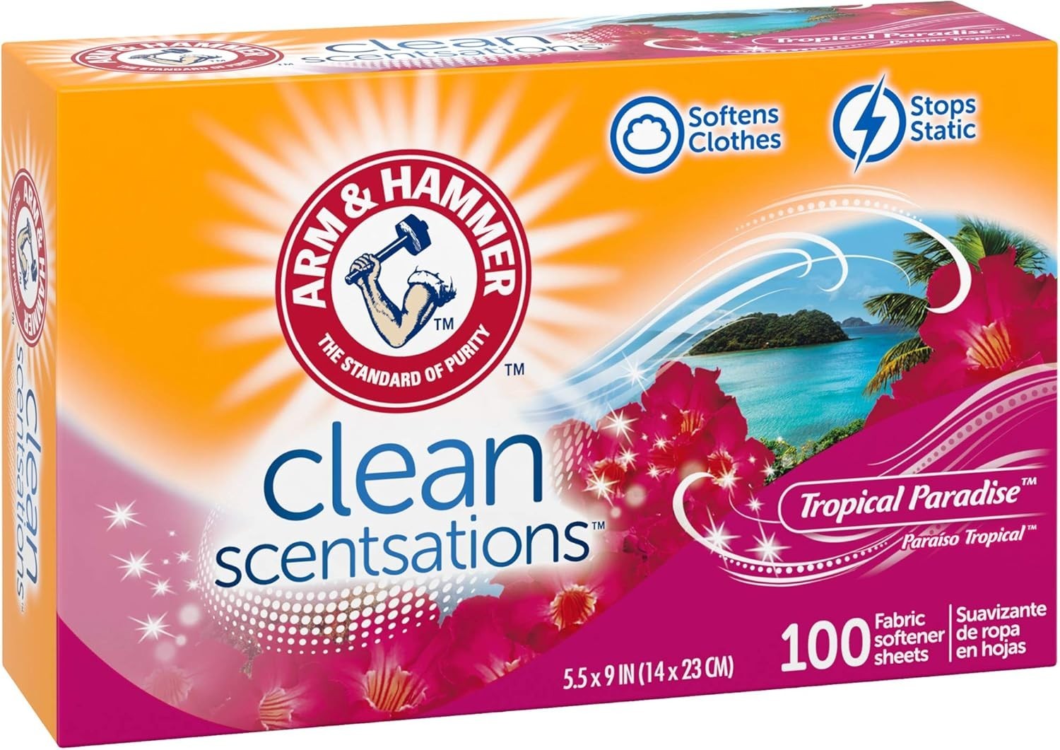 100 Count Tropical Paradise Softener Sheets – Softens Fabrics & Reduces Static