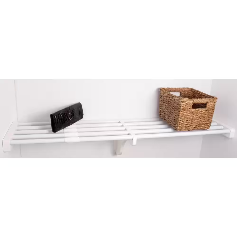 Expandable, Closet Shelf–No Hanging Rod-Easy to Install, 17.5 In. – 27 In. W X 1