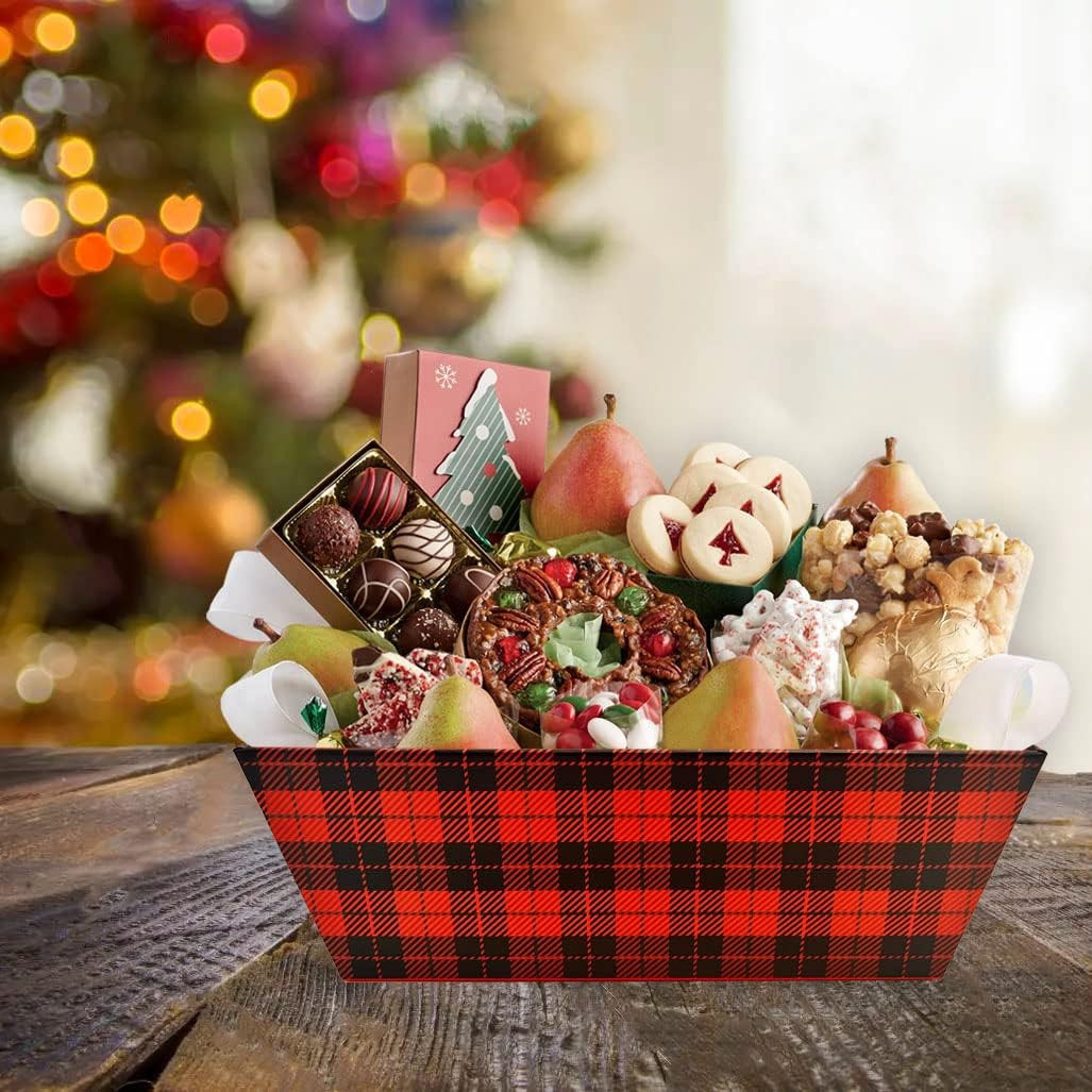Basket for Gifts Empty, 5 PCS Sturdy Diy Bulk Gift Basket Kraft Market Tray Card