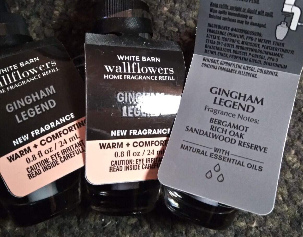 Bath & Body Works Gingham Legend Wallflower Refill Bulb x3 Mens Sandalwood/Oak