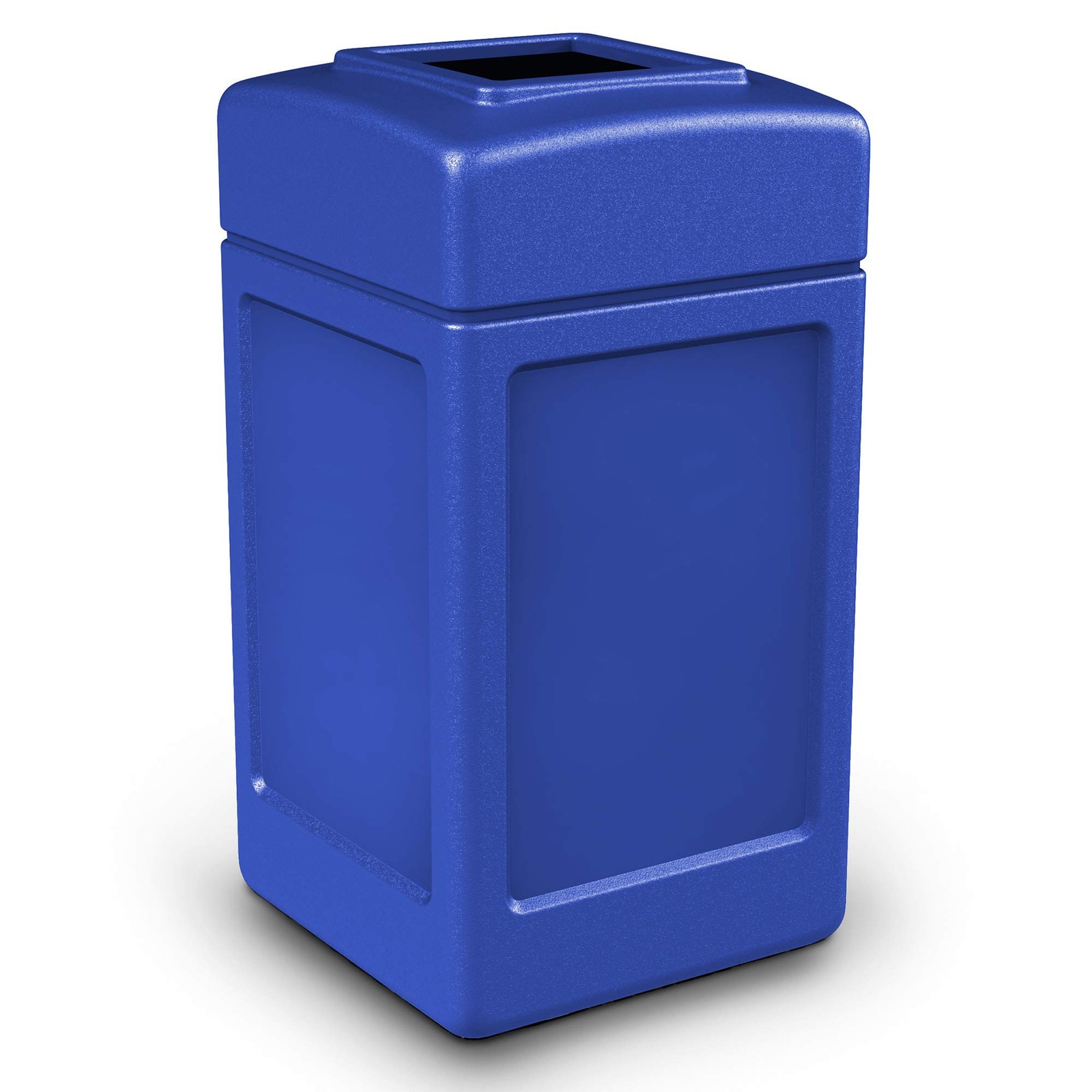 42 Gallon Heavy Duty Square Blue Trash Can With Easy Lift Off Lid And Bag System