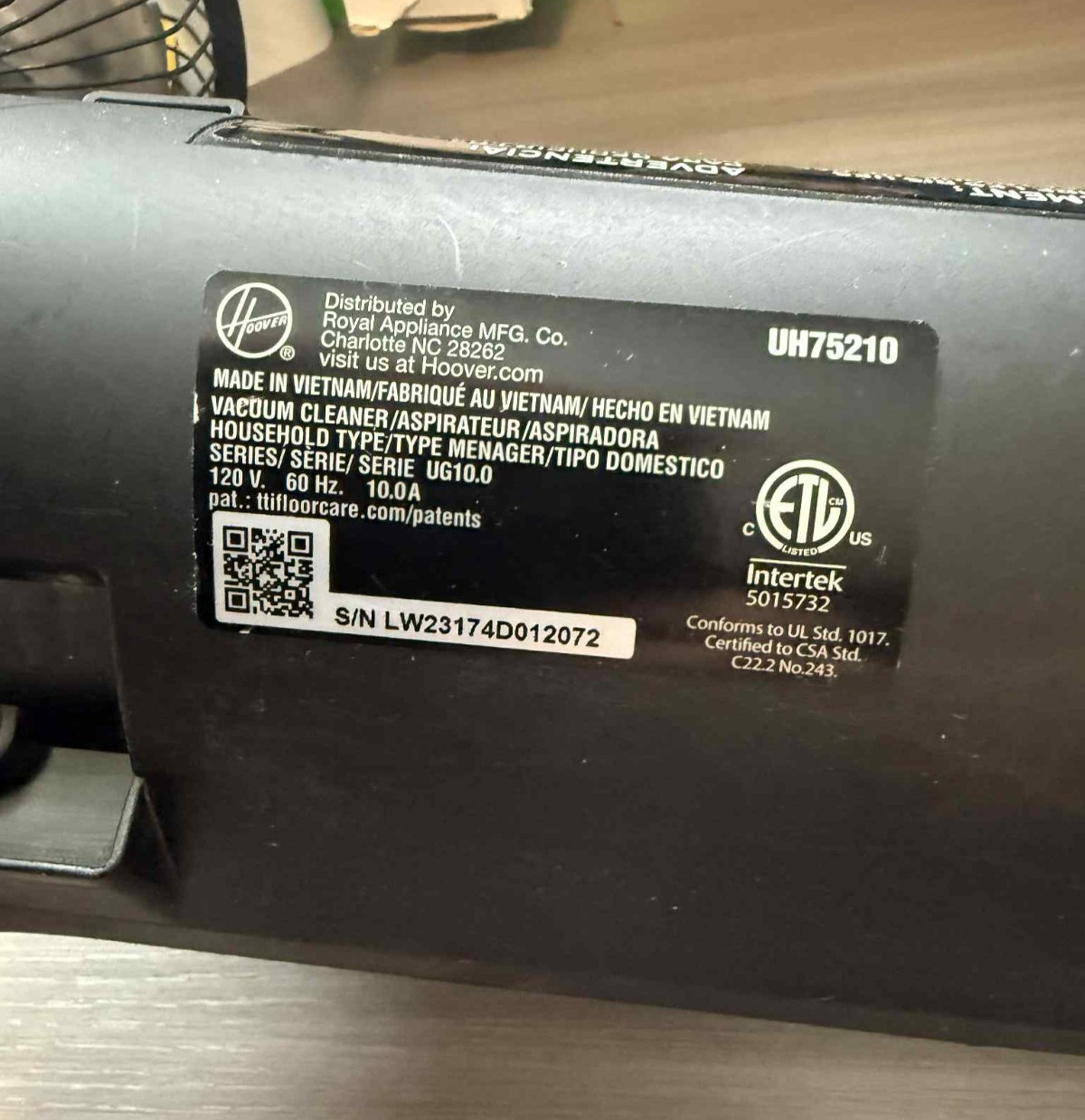 Replacement Housing Body Hoover PowerDrive Swivel XL Pet Vacuum UH75210V