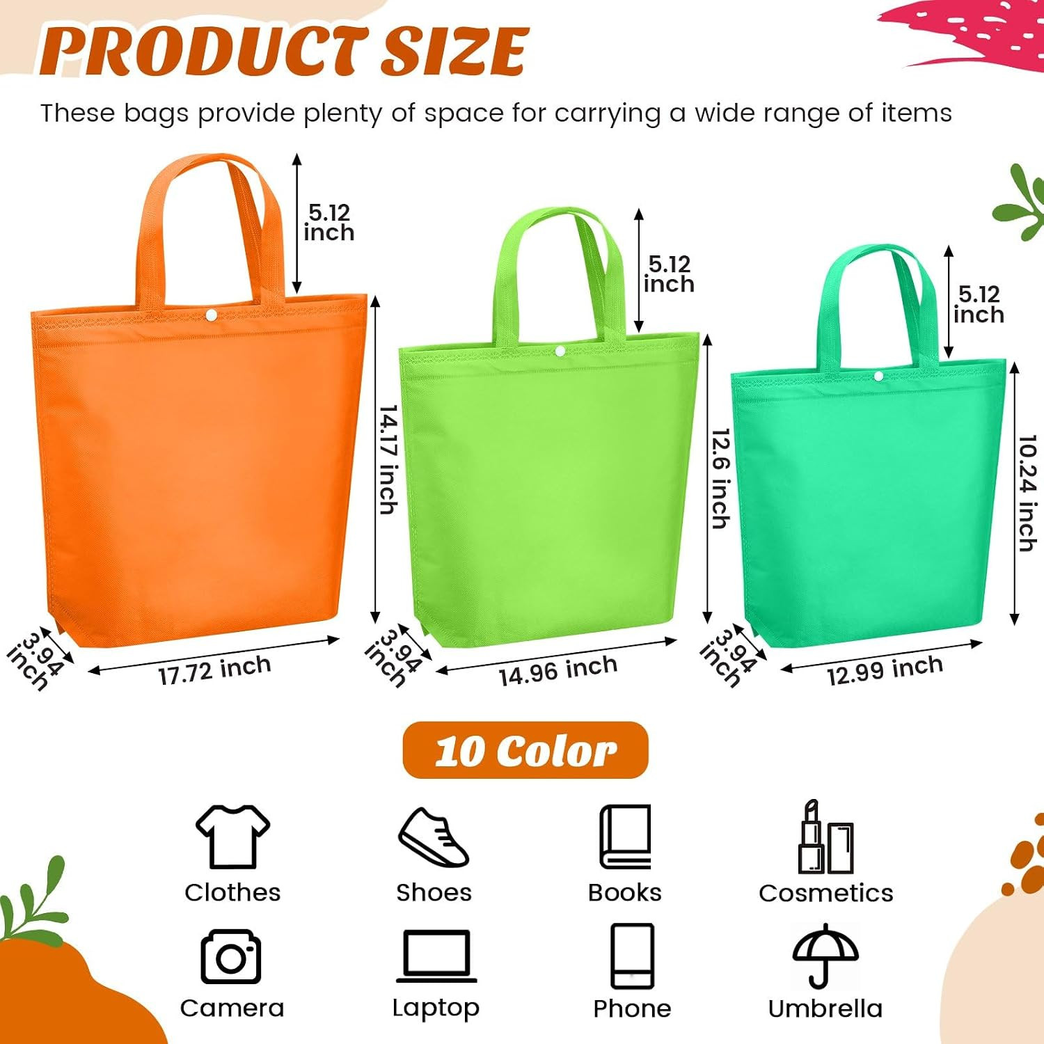 100 Pcs Reusable Shopping Bags Bulk