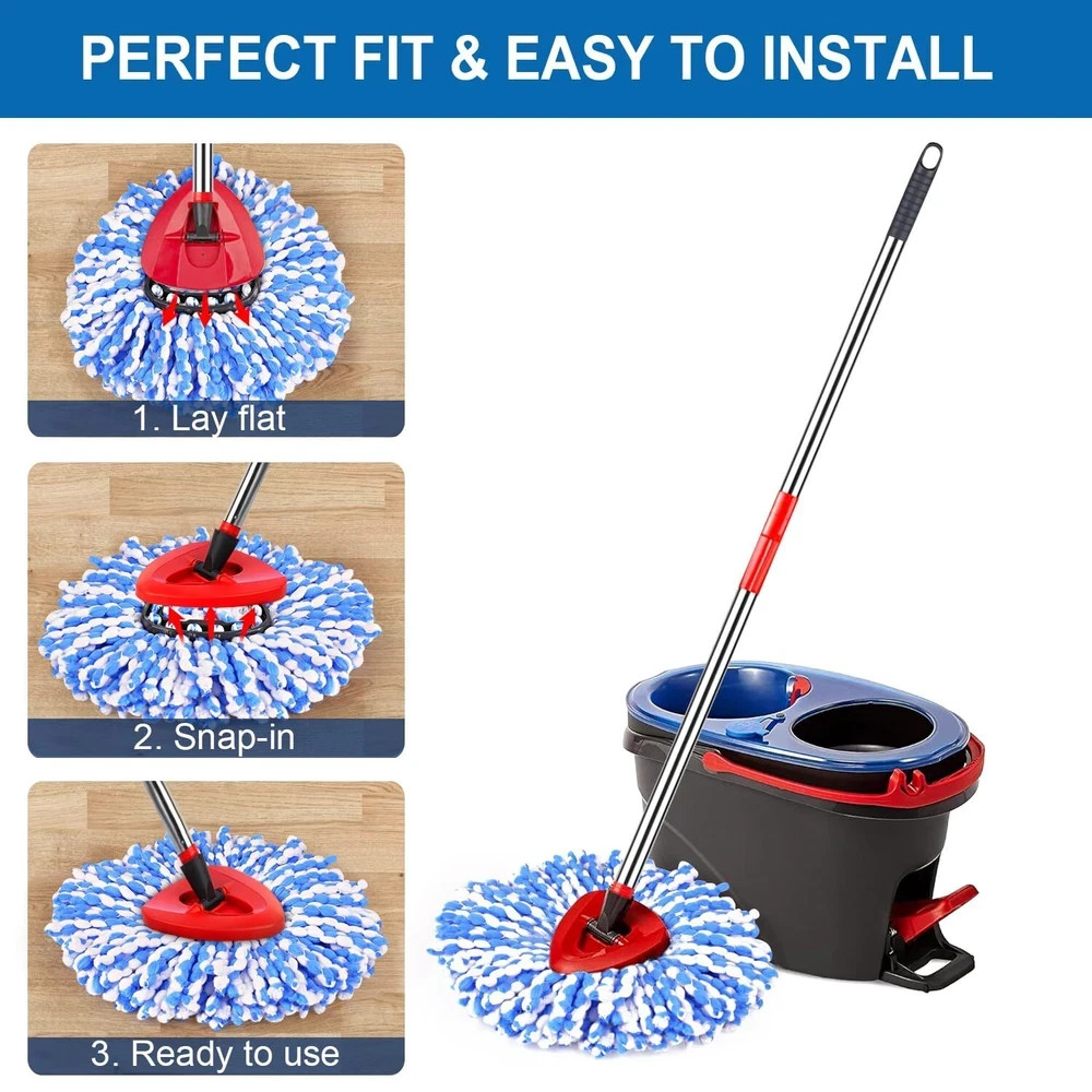 4 Pack Mop Replace Heads for O Cedar Rinse Clean 2 Tank System
