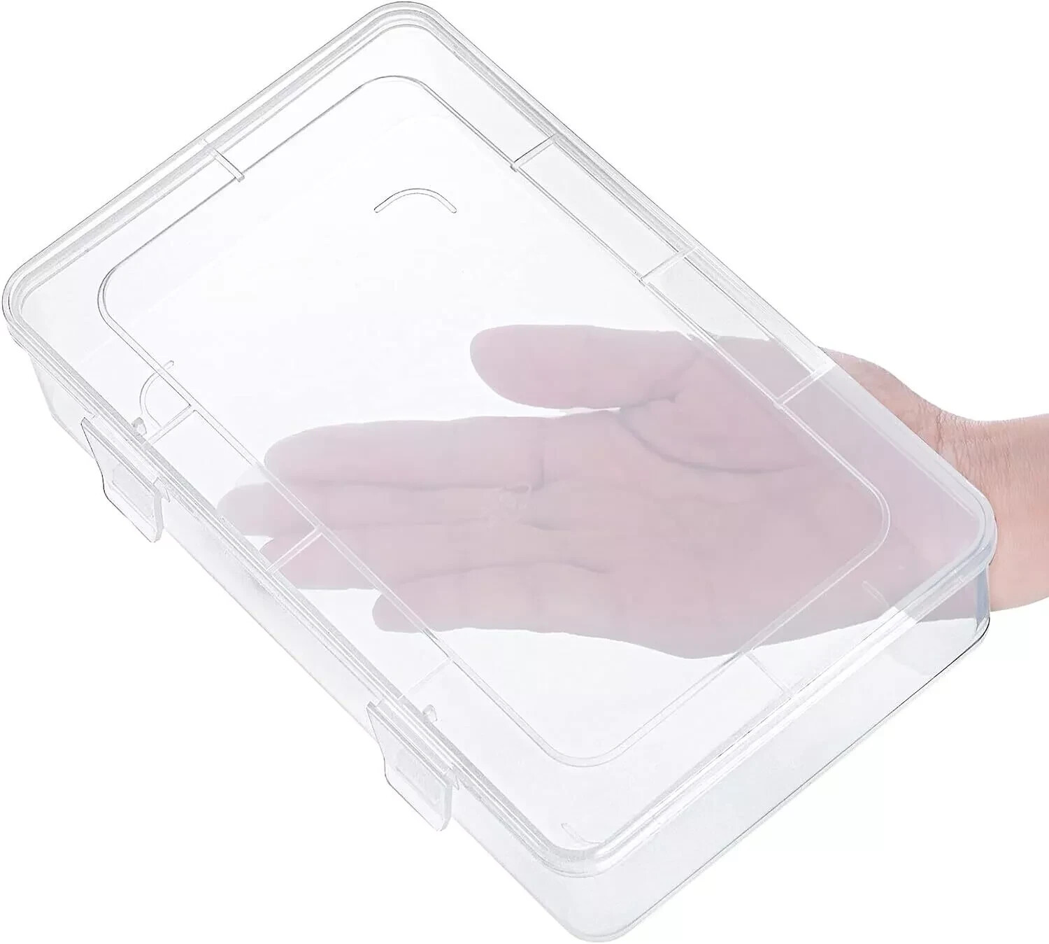 12 Pack Clear Plastic Storage Containers Lids 8 X5X1.75 Inch Empty Hinged Boxes