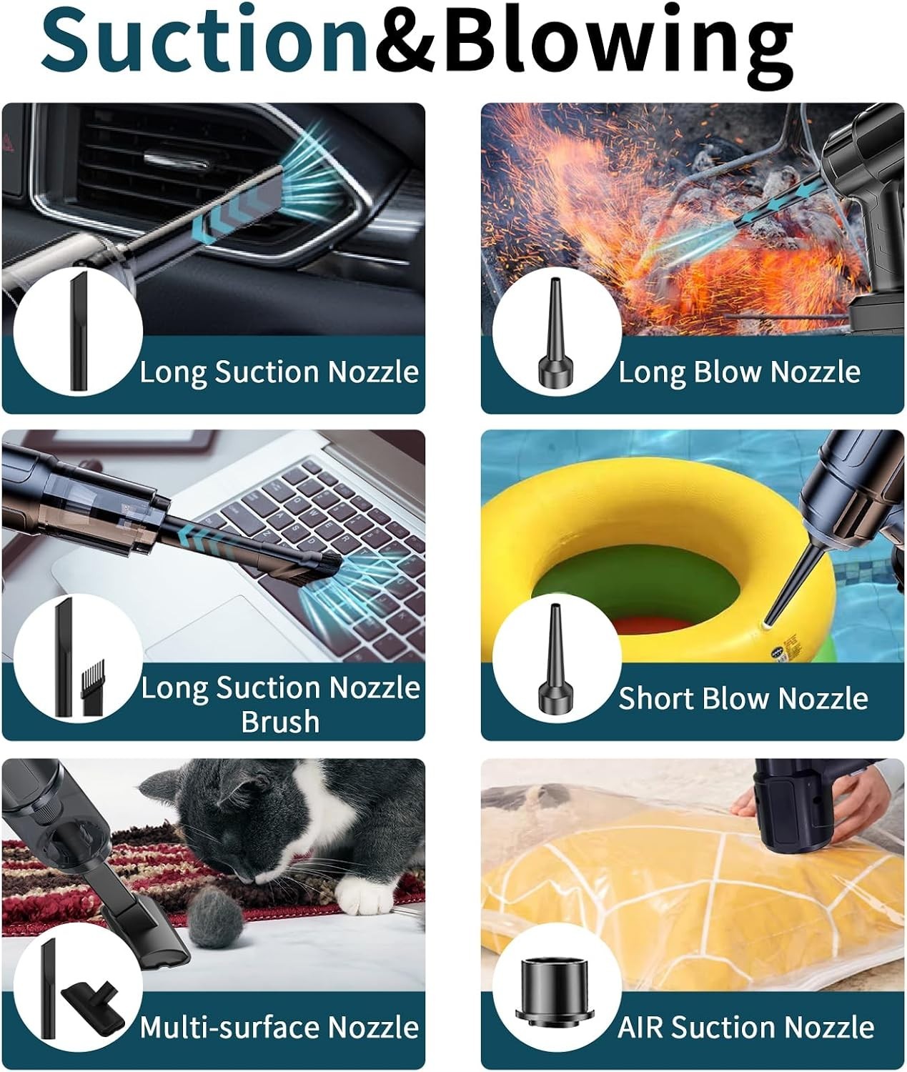 Multi-Surface 4-in-1 Handheld Vacuum – Powerful 18000PA Suction for Car & Home