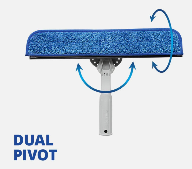 Wagtail High Flyer Window Cleaning Tool Dual Pivot 18cm/7″ Microfibre + Squeeqee