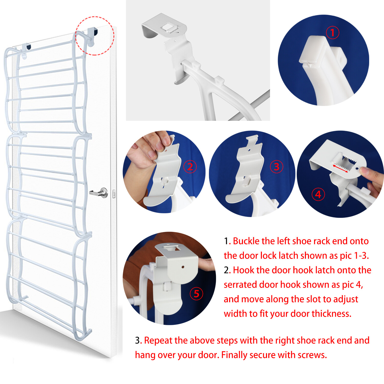 Over-The-Door Shoe Organizer Rack for 36 Pair Hanging Closets Wall Storage Stand
