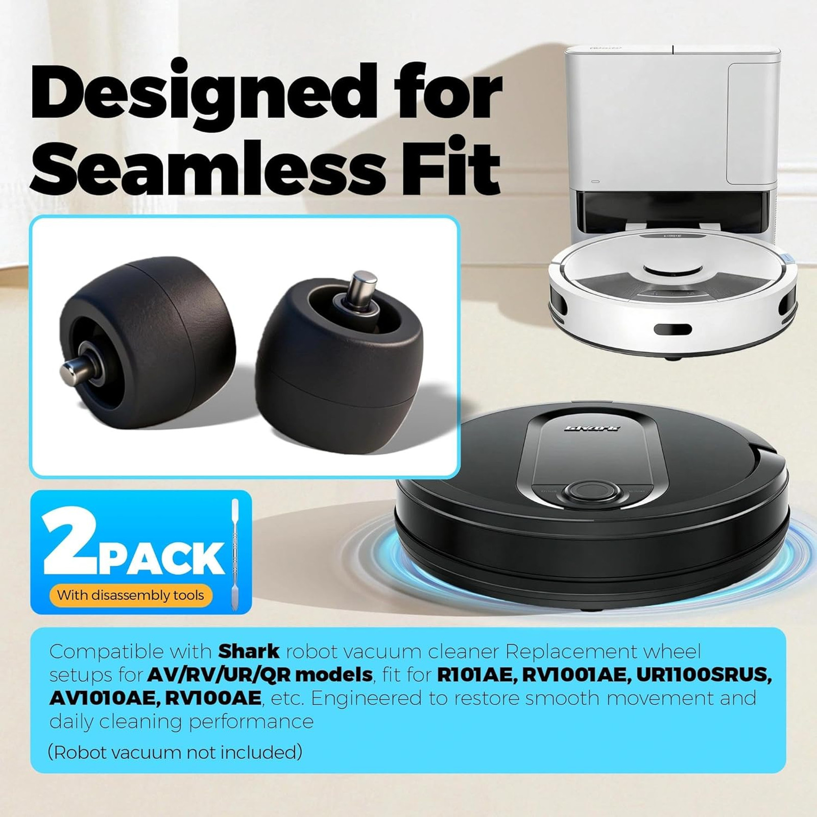 2 Pack Front Caster Wheel Compatible with Shark Robot Vacuum Replacement for AV