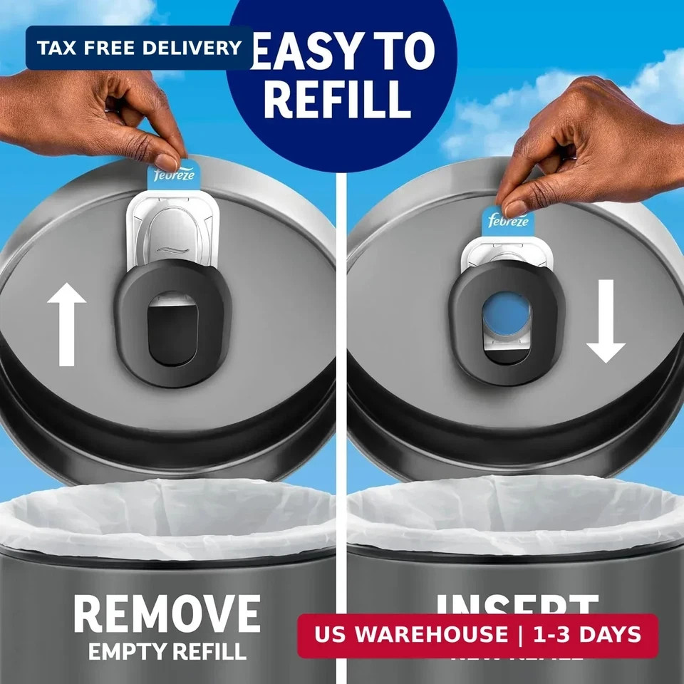 Febreze Trash Odor Fighter, Trash Can Air Freshener, Stick-On Deodorizer for Gar