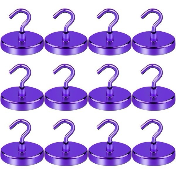 LOVIMAG 150Lbs Magnetic Hooks Heavy Duty for Cruise Cabins 12 Pack Purple