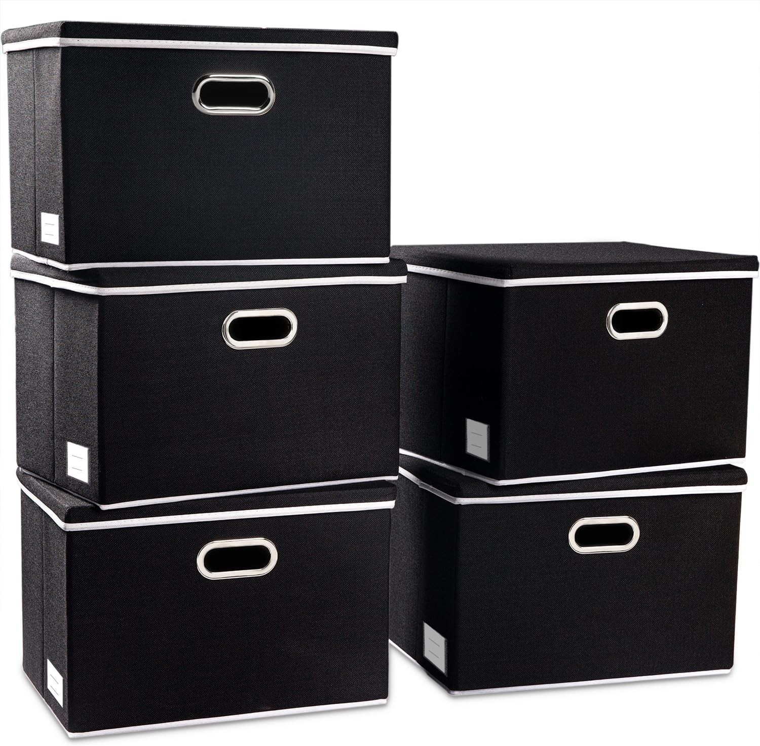 Versatile Large Storage Boxes – 37L Capacity Minimalist Design in Black [5-Pack]