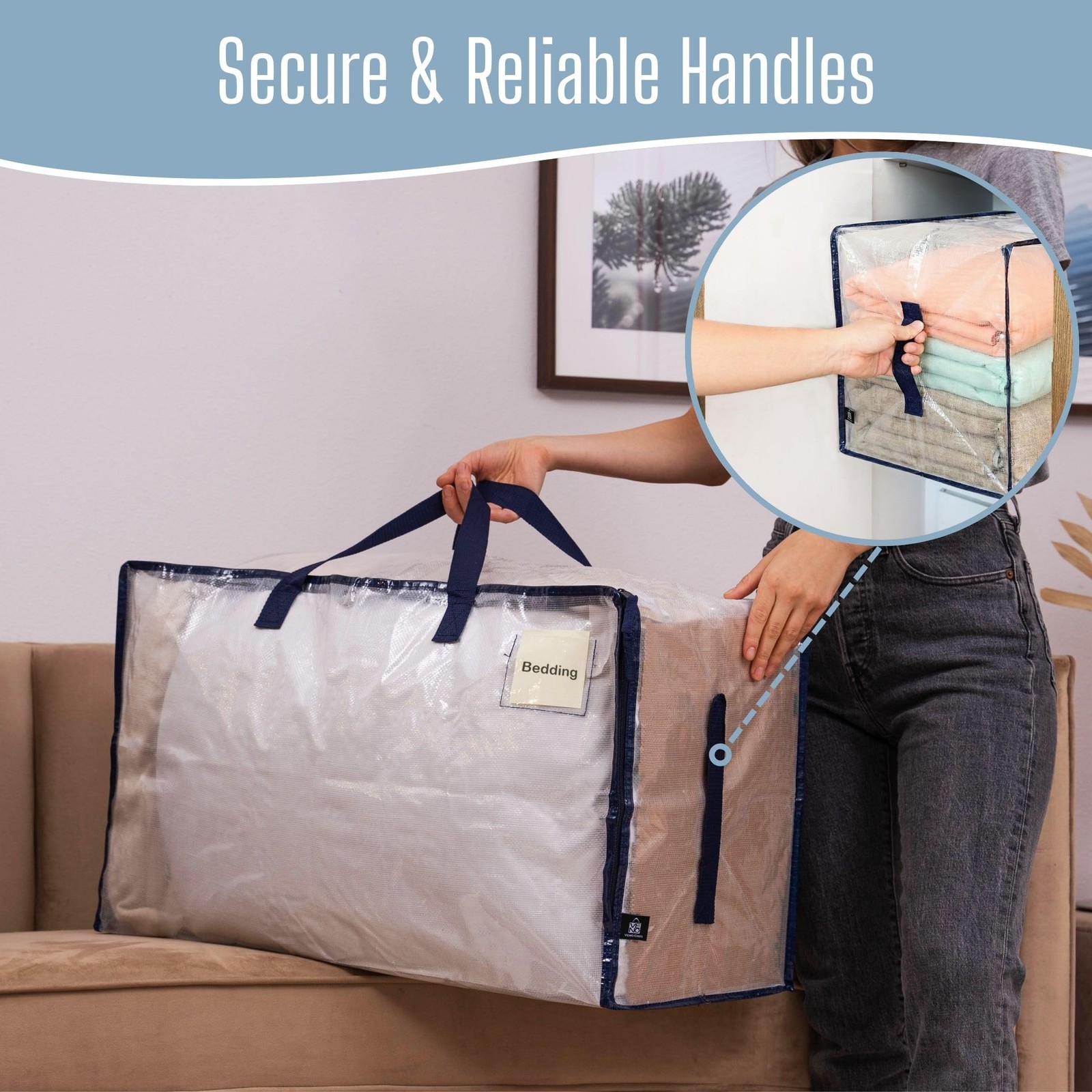 8 PCS Clear Extra Large Moving Bags Heavy Duty Reinforced Handles