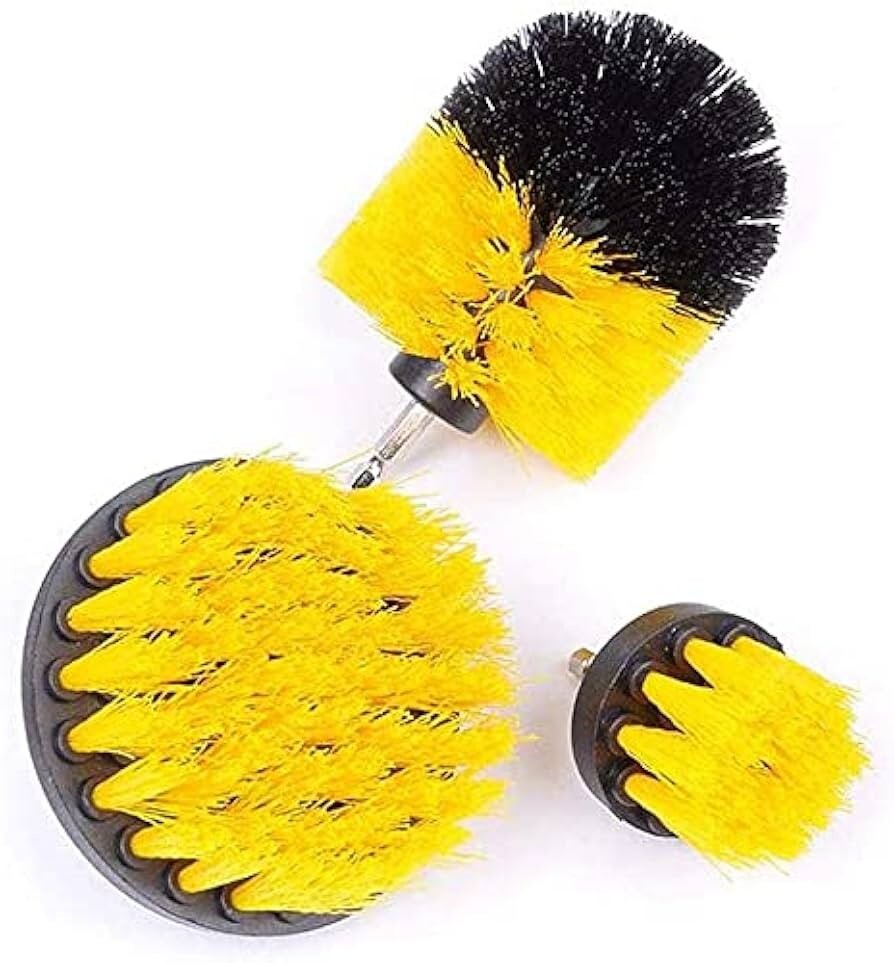 Yellow Bristle Medium Stiffness Drill Brush Set-3 pack Assorted Drill Brush Kit