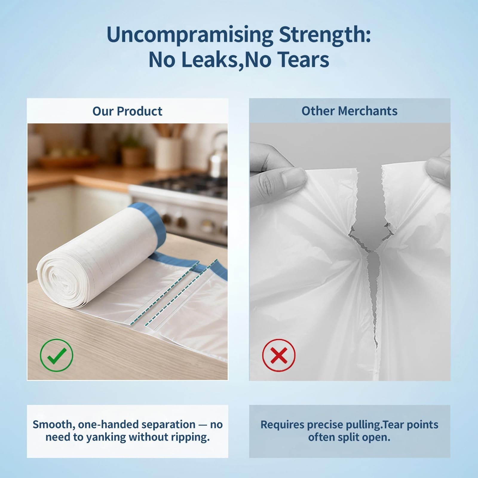Medium 6 Gallon Drawstring Trash Bags, 1.1 Mil, Unscented, 240 Count – Durable W