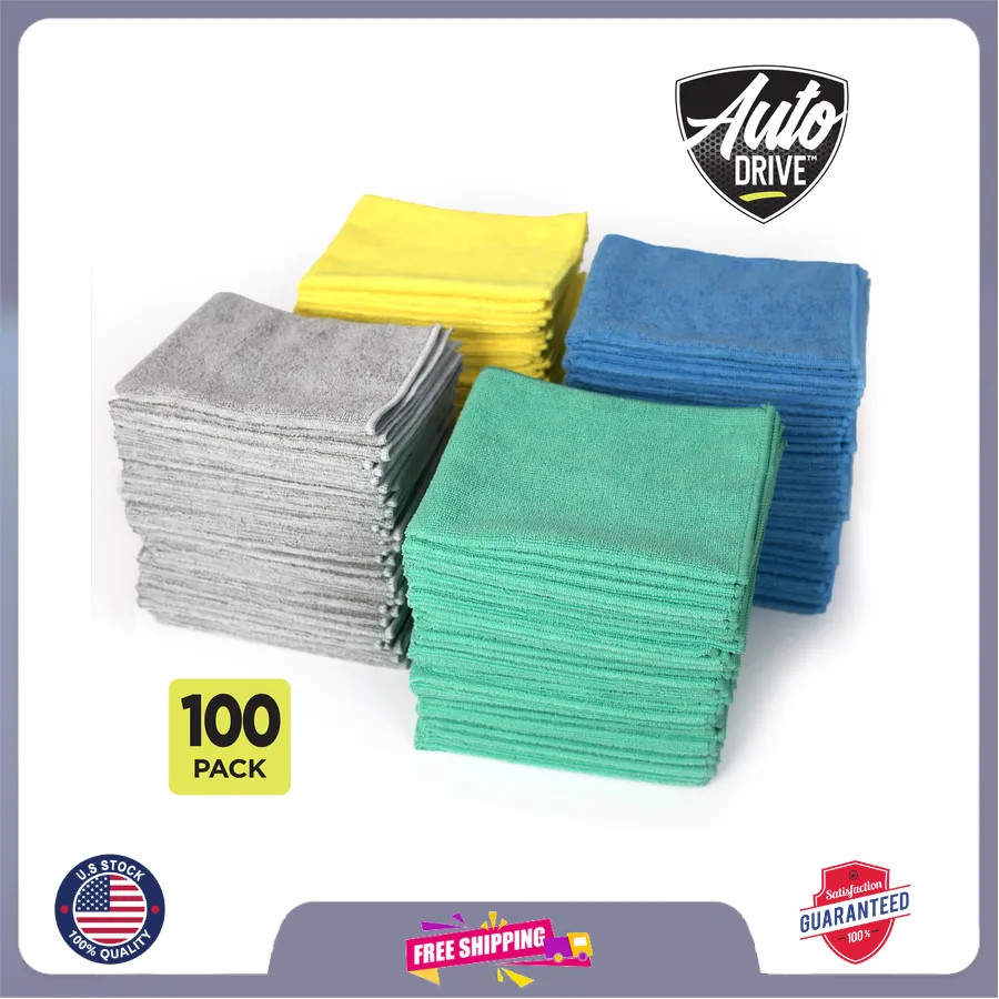 Auto Drive Multipurpose Microfiber Towels 12 x 16 Inch 100 Pack Cleaning Cloths