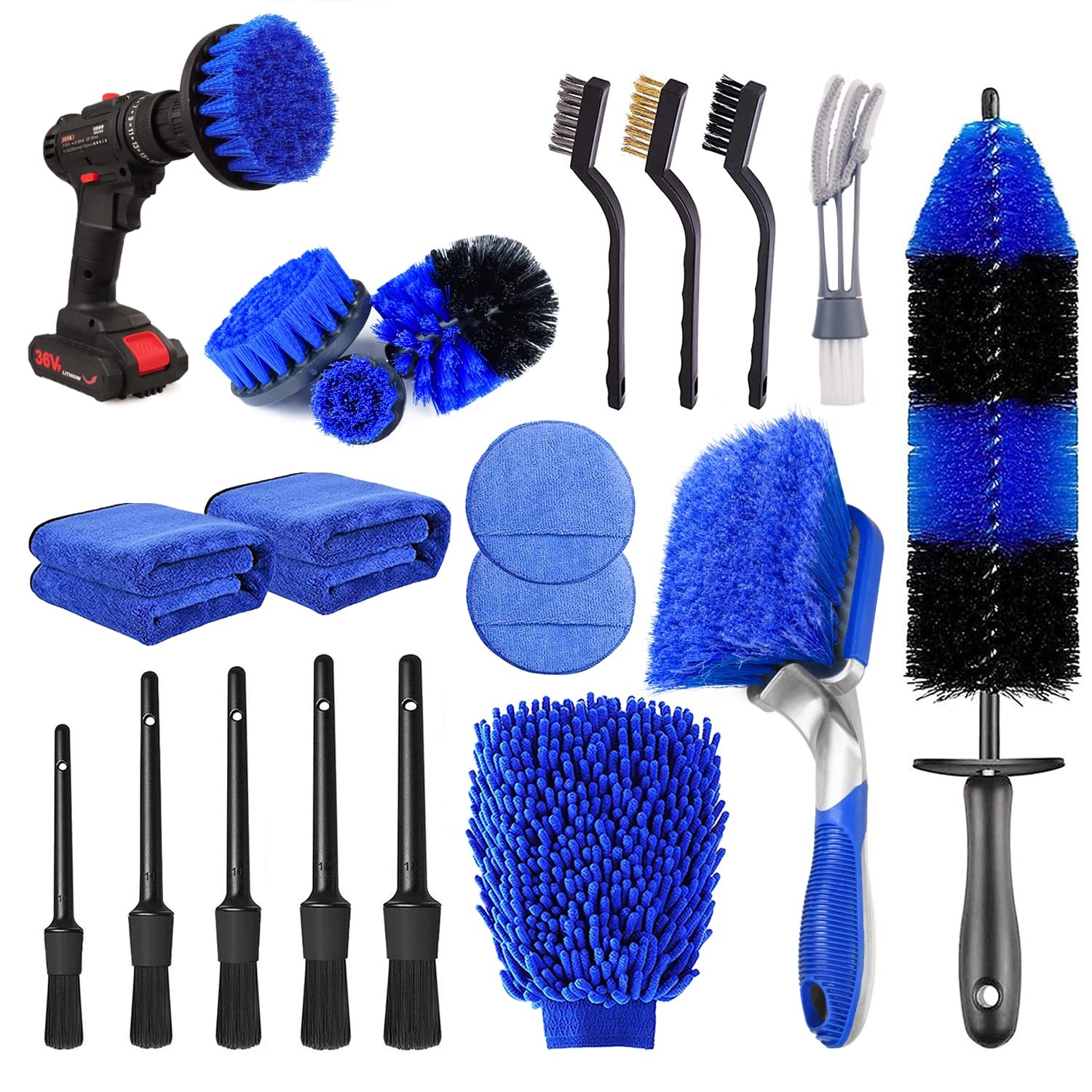 20Pcs Car Wheel Tire Detailing Brush Set,Car Detailing kit,Car Detailing Brus…