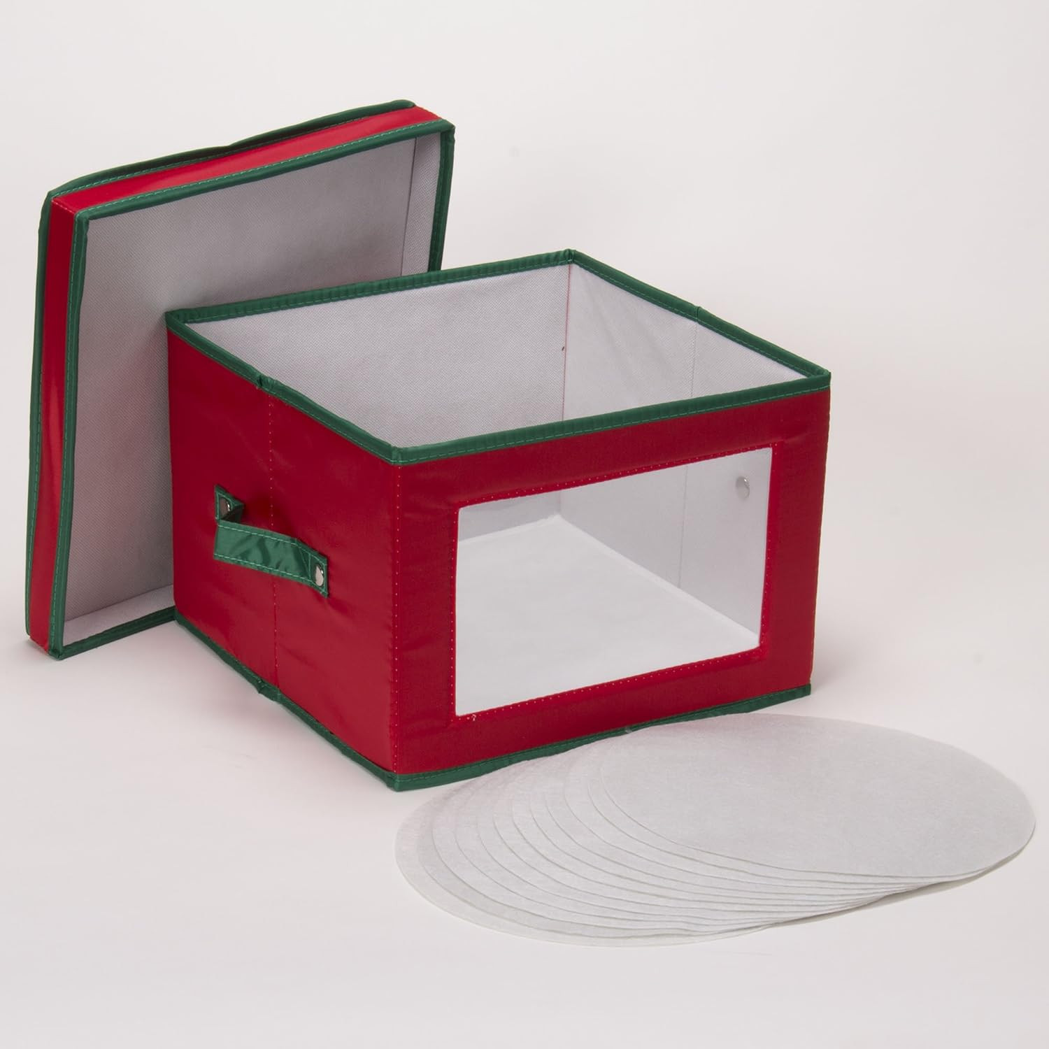 536RED Holiday China Storage Chest with Lid and Handles | Dinner Plate | Red Can