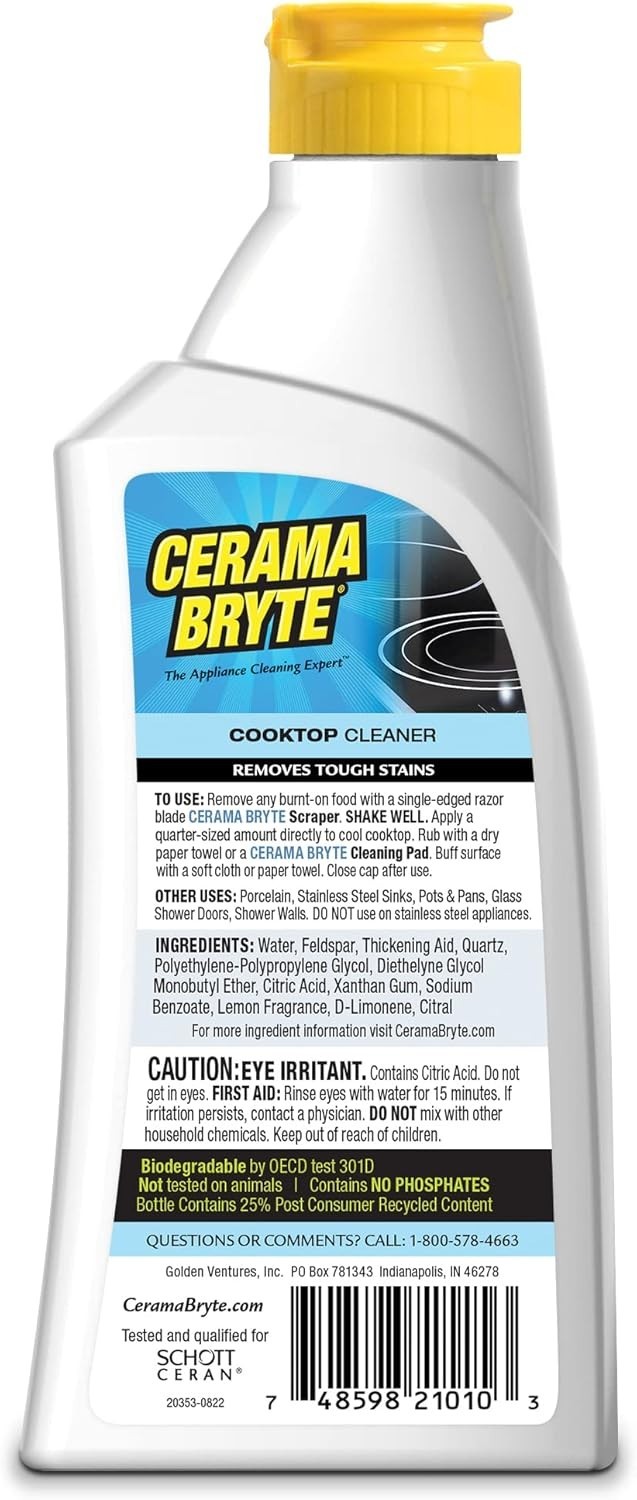 Cerama Bryte Cooktop Cleaner Combo Kit 10oz with Pads Glass Ceramic Stove Top