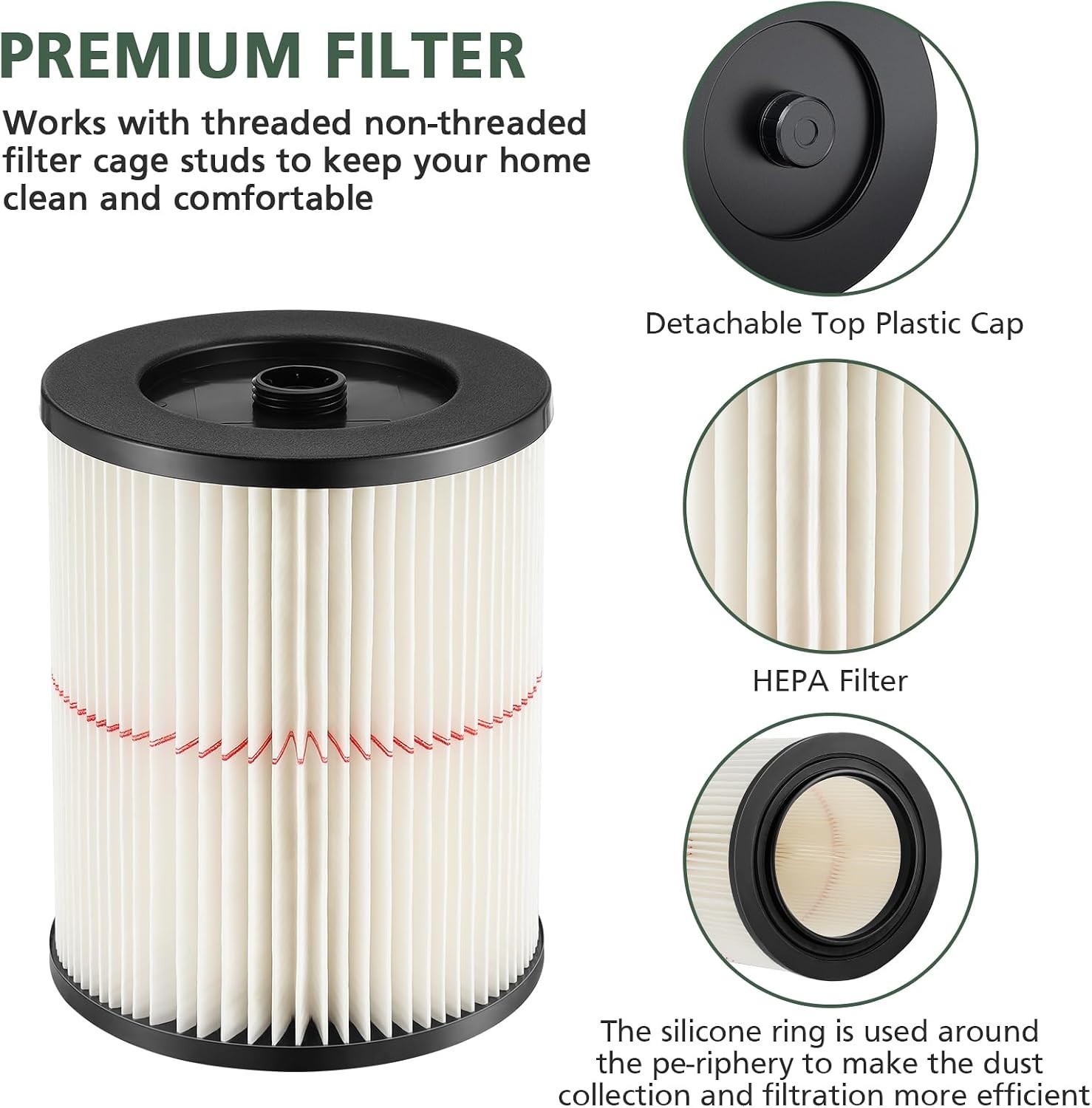 2PACK 9-17816 Replacement Cartridge Air Filter Wet Dry For Shop Vac Craftsman