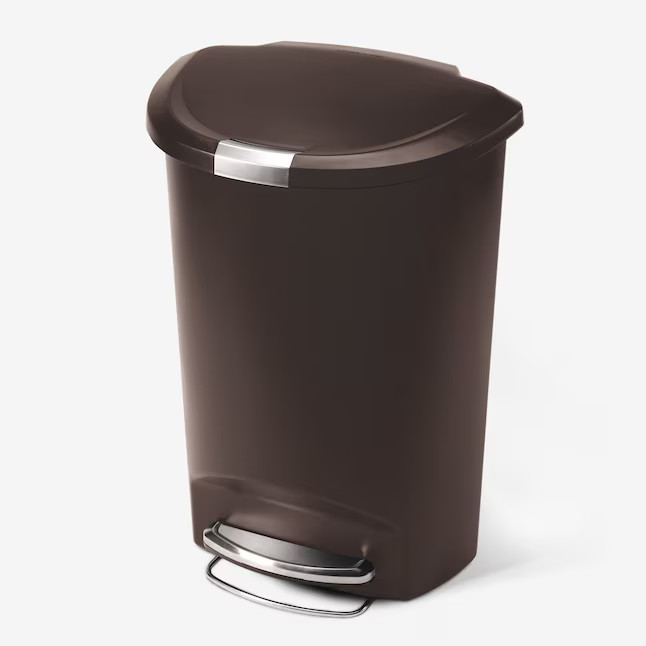 simplehuman 13 Gal Semi Round Step Trash Can Locking Lid Mocha Plastic CW1343