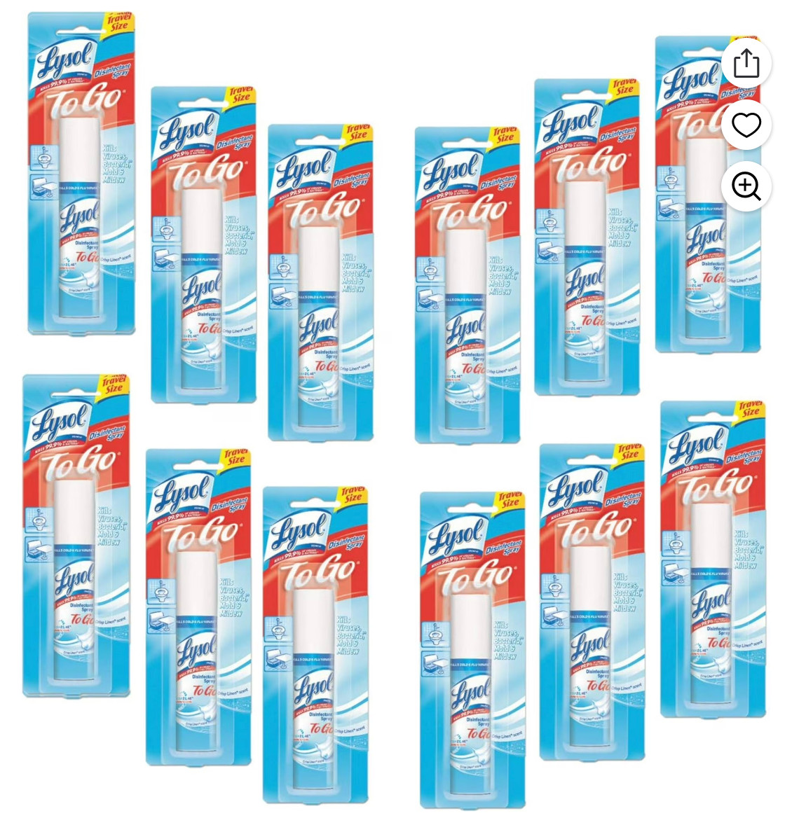 12 Pack Lysol To Go Spray Travel Size 1oz Crisp Linen – Free Shipping