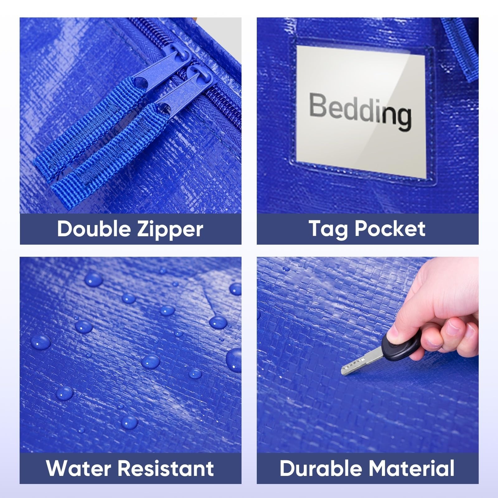 4 Pack Extra Large Moving Bags with Zippers & Handles – Heavy Duty Storage