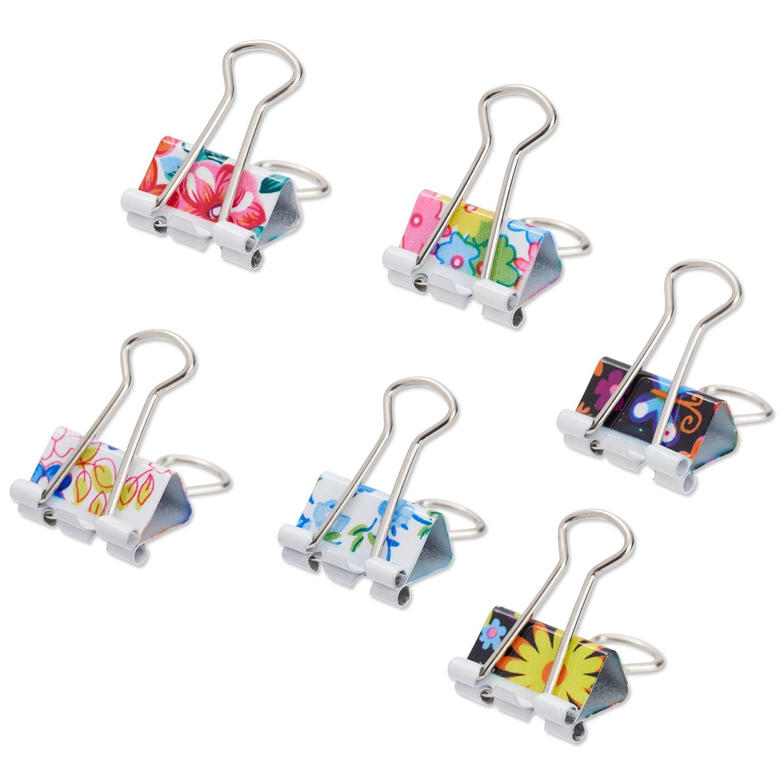 Juvale 40-Pack Small Floral Binder Clips – 1.5 x 0.75in Small, Multicolor