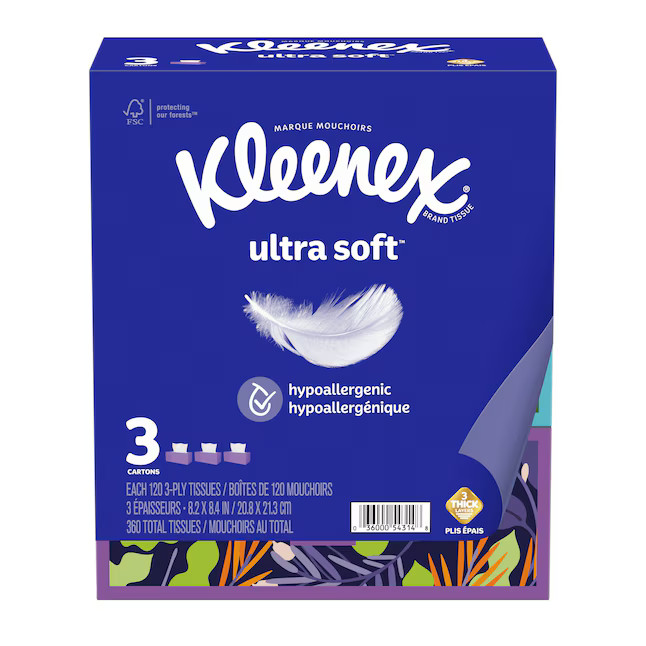 Kleenex 3 -Pack Facial Tissue ( 120 -Count )