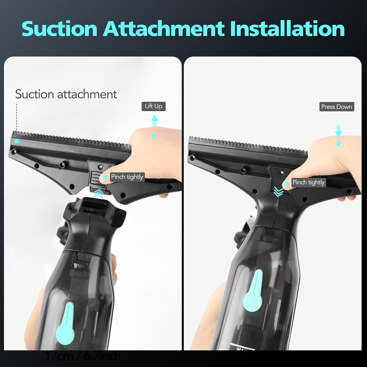 Window Vacuum Cleaner Kit Cordless, 35Min Runtime & 2 Suction Nozzles Cleaning T