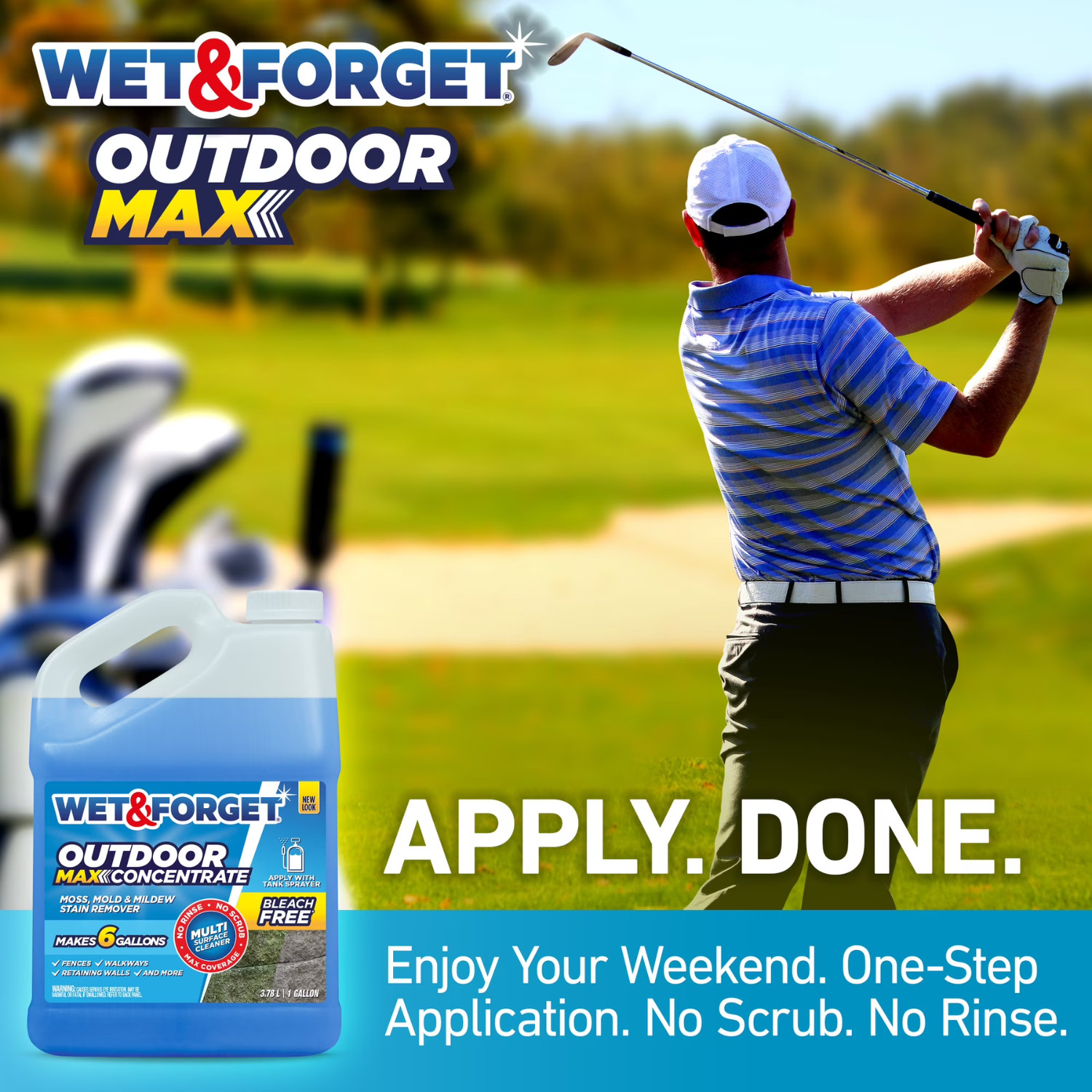 Wet&Forget Outdoor Moss, Mold, Mildew, and Algae Stain Remover Concentrate,128oz