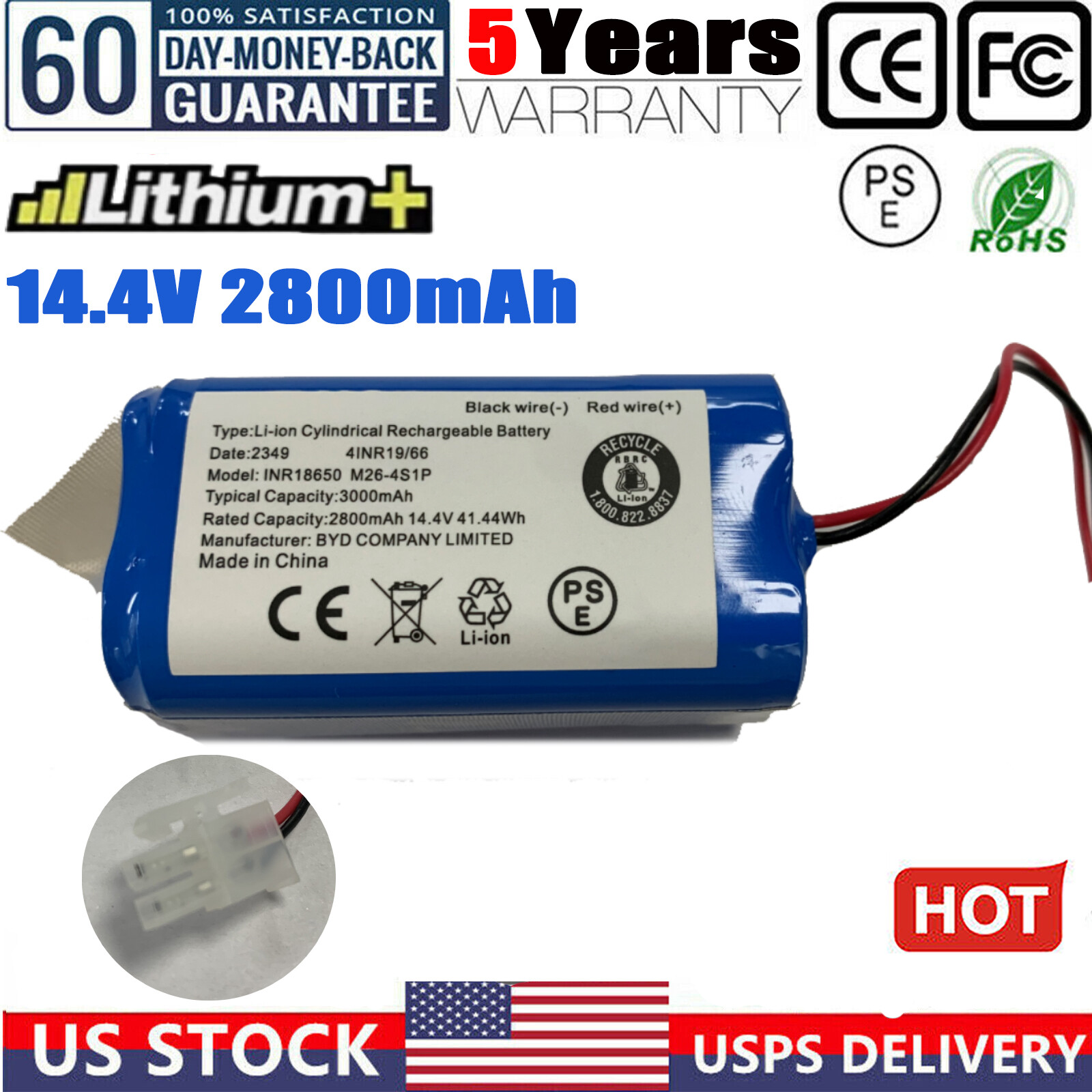 ✅ INR18650 M26-4S1P REPLACEMENT BATTERY FOR EUFY VACUUM CLEANE 4INR19/66 2800MAH
