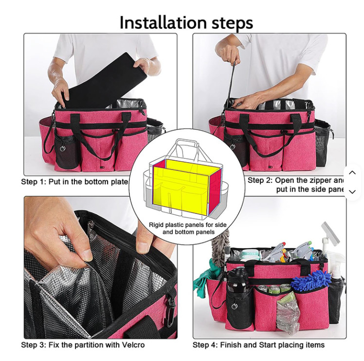 Heavy-Duty Caddy Bag wid Free spray bottle & Towls,Shoulder strap,waist belt.Red