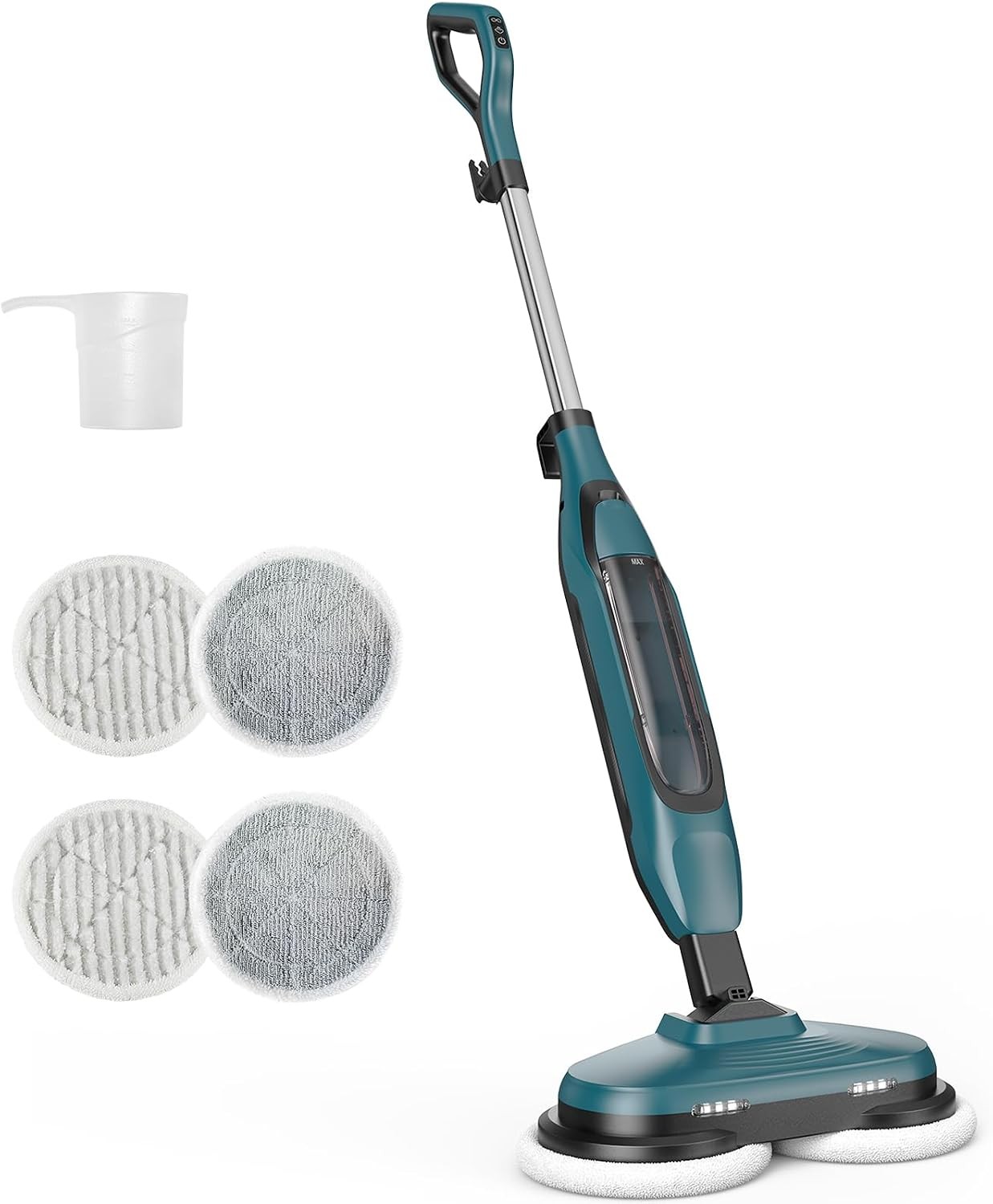 OLIXIS Electric Steam Mop Floor Cleaner w/Rotating Pad&2 LED Light&4 Clean Mode