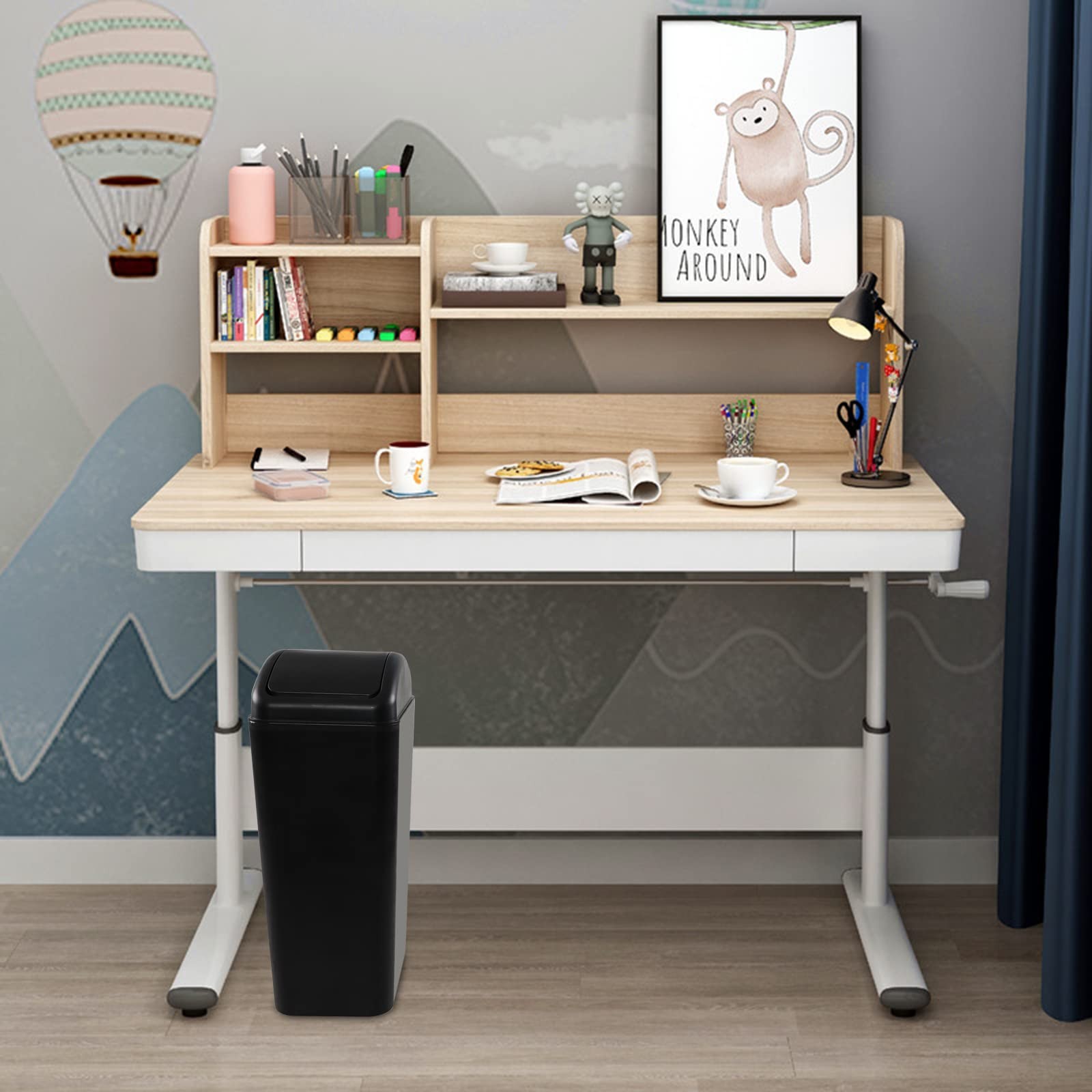 Ramddy 3.5 Gallon 14L Plastic Slim Commercial Trash Can Garbage Bin