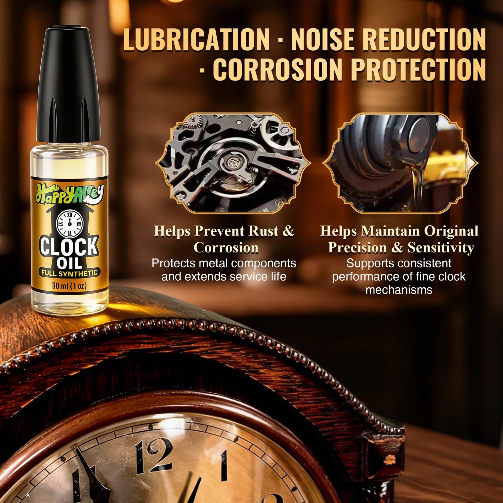 Synthetic Clock Oil 1 OZ for Grandfather, Cuckoo, Wall & Mantle Clocks