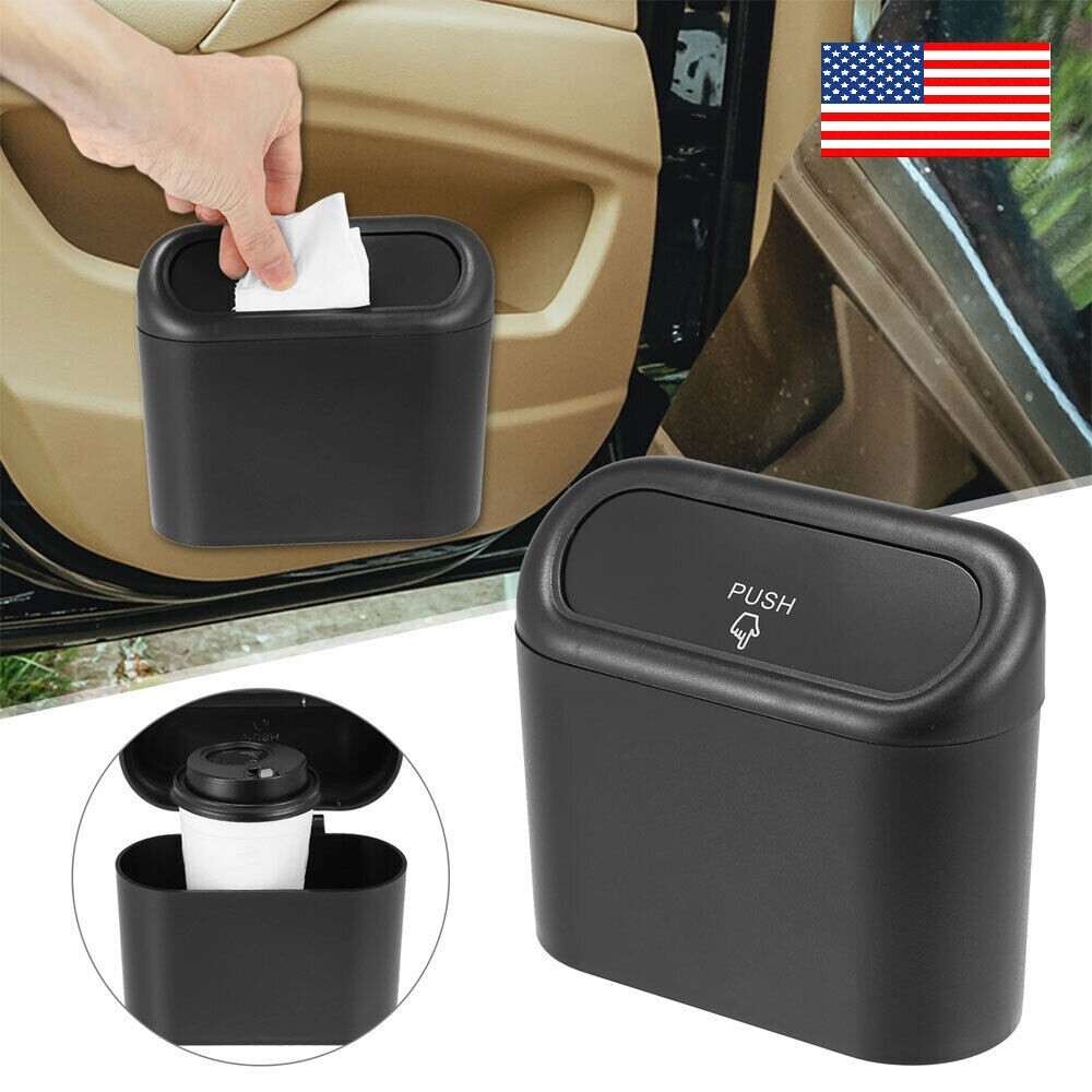 Mini Car Trash Can Bin with Lid Car Garbage Trash Can Storage Car Accessories