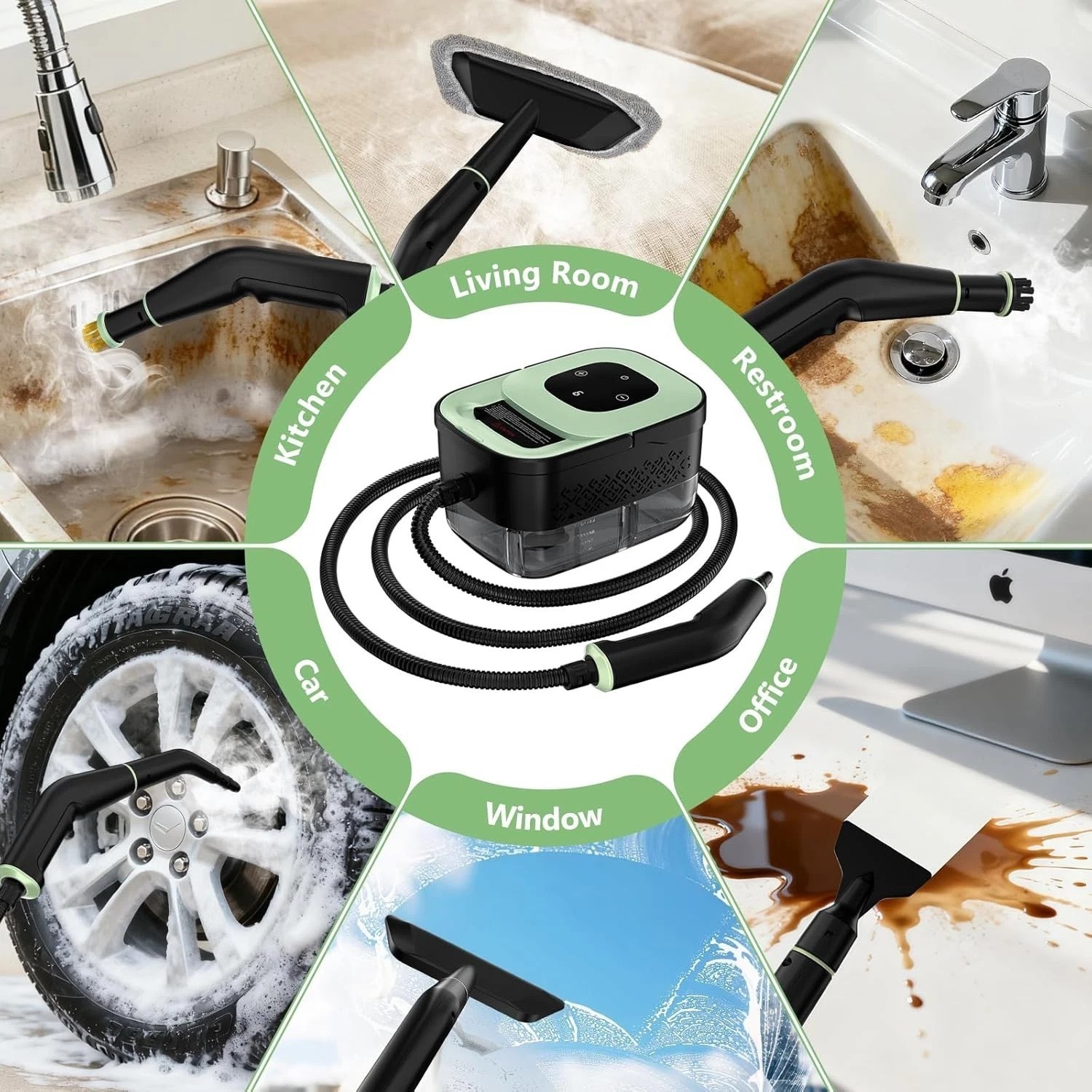 Versatile 1500W Portable Steam Cleaner for Home & Car Detailing – Eco-Friendly