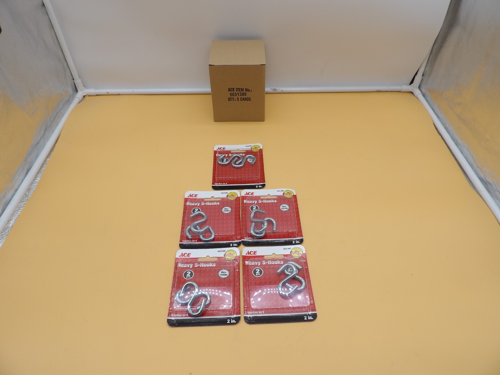 Box of 5 Packs- 10 Hooks Ace Heavy S-Hooks Heavy Duty -Max 150 lbs. 5031380-2IN